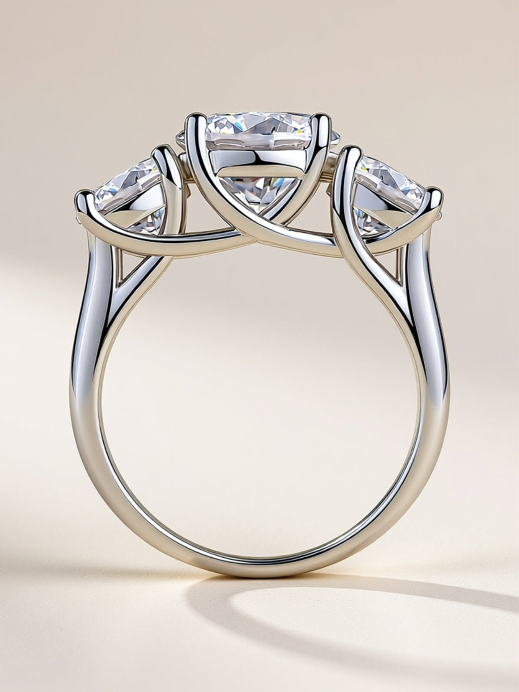 3 Carat Three‑Stone Moissanite Engagement Ring