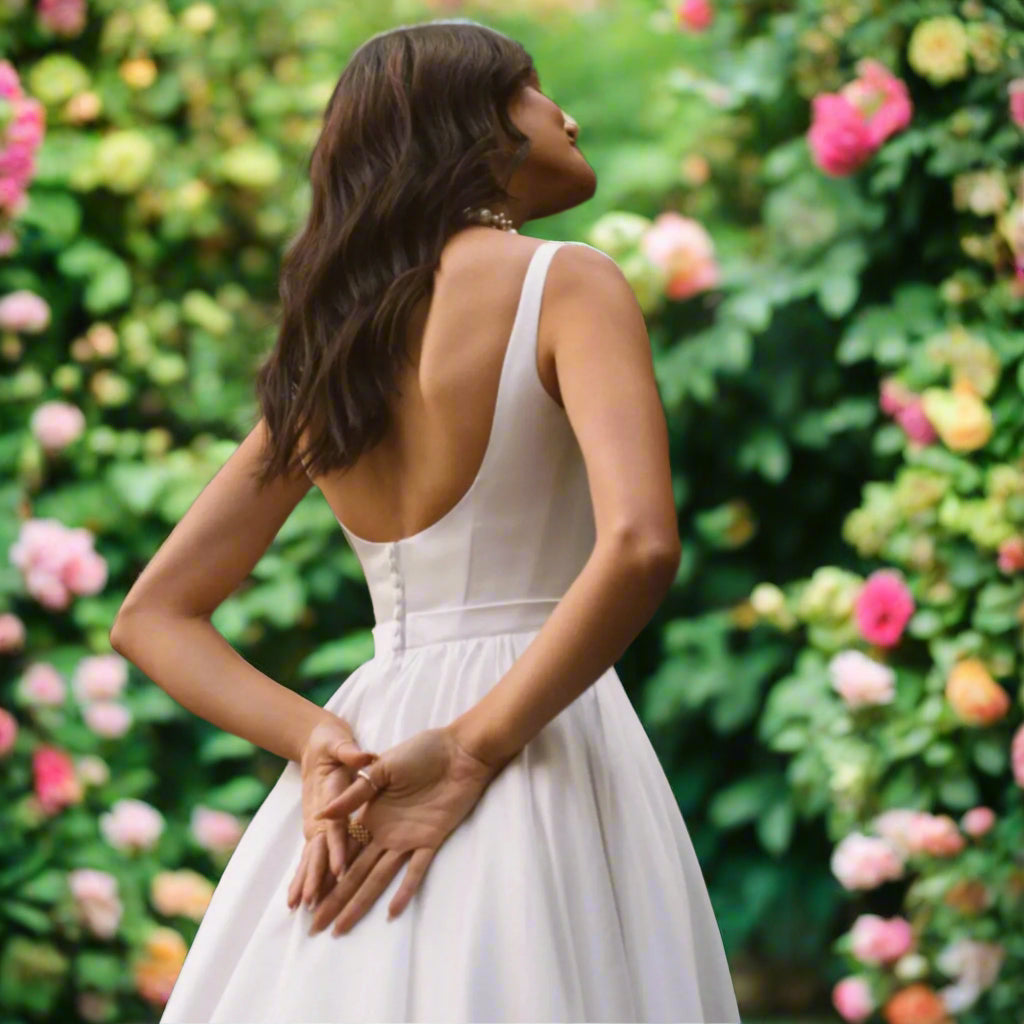 A-Line Square Collar Wedding Dress