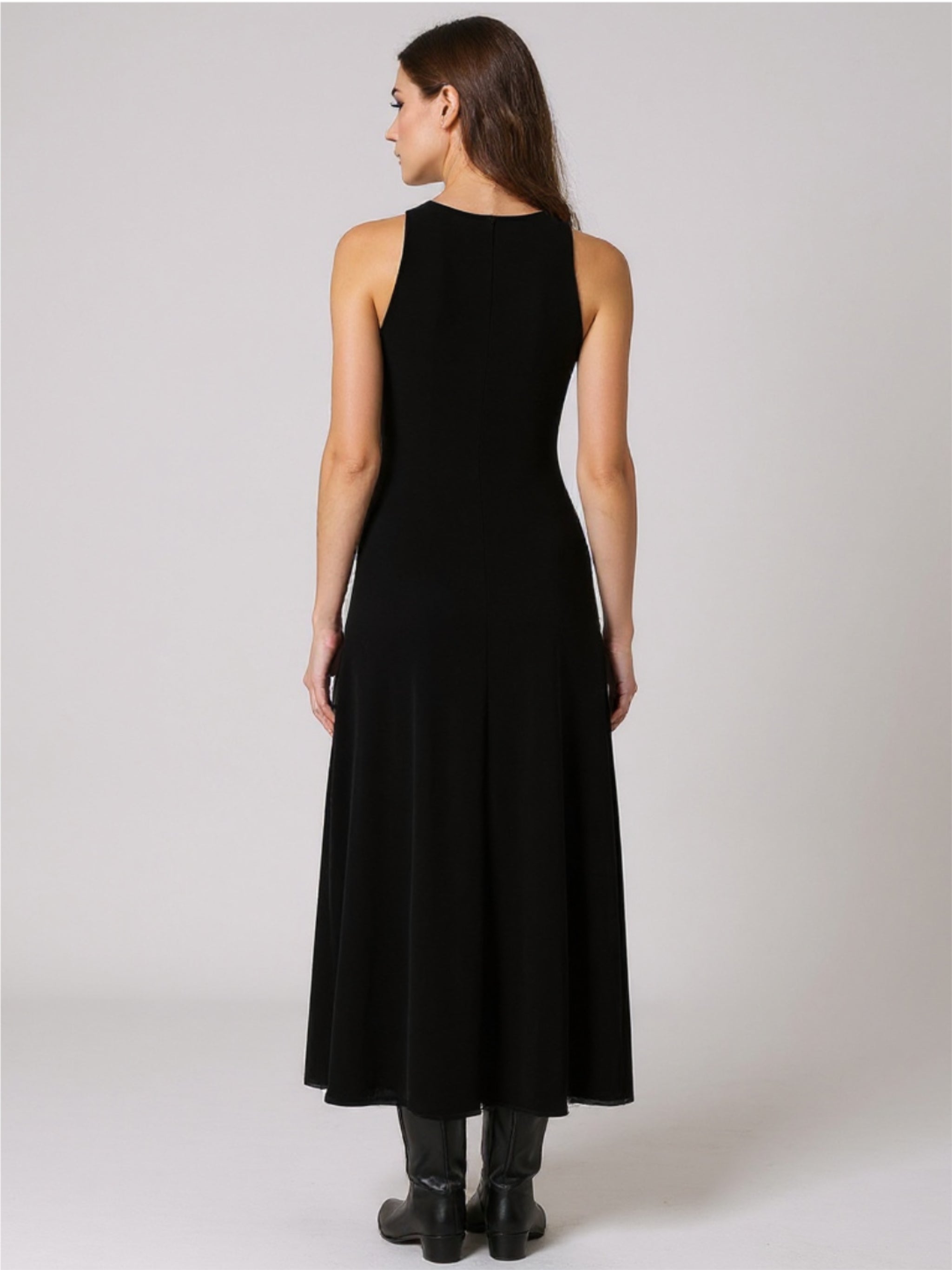 Side Slit Round Neck Sleeveless Dress