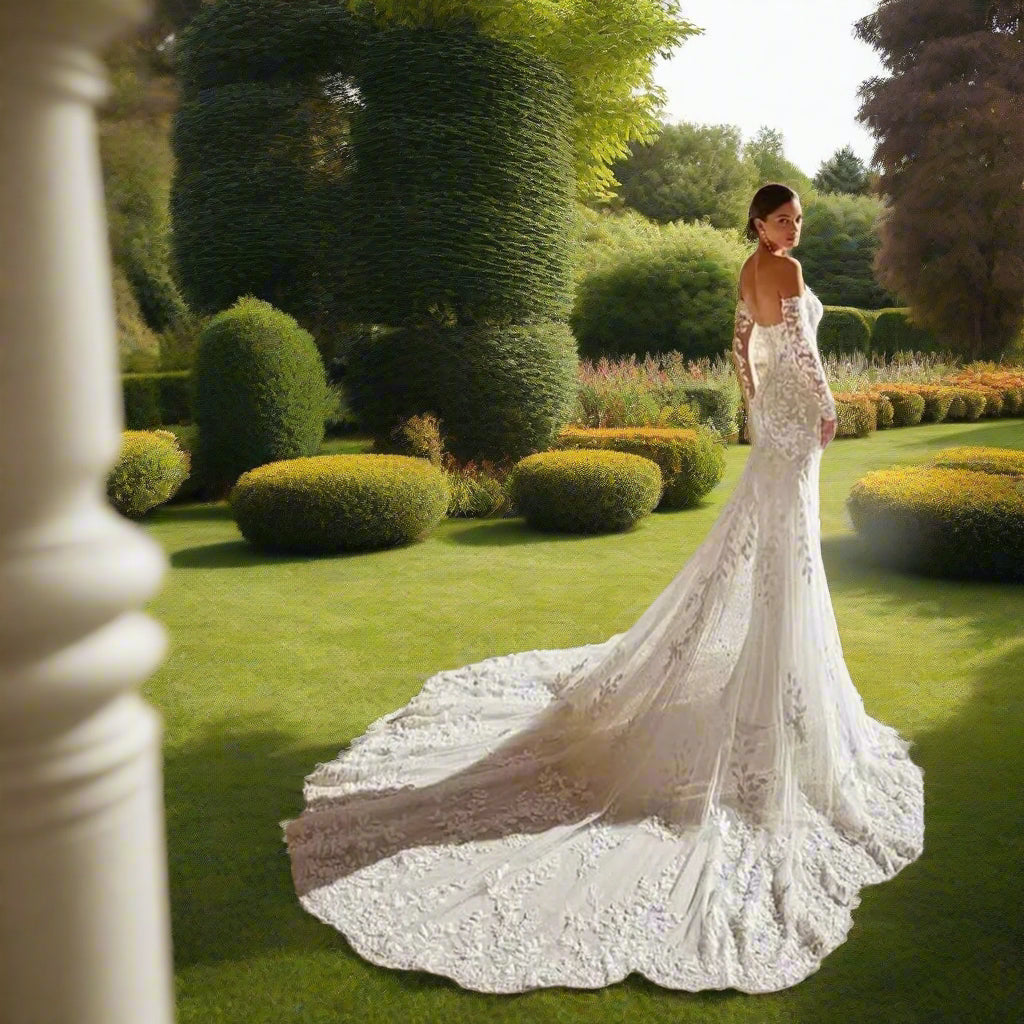 Lace Mermaid Wedding Dress with Detachable Sleeves