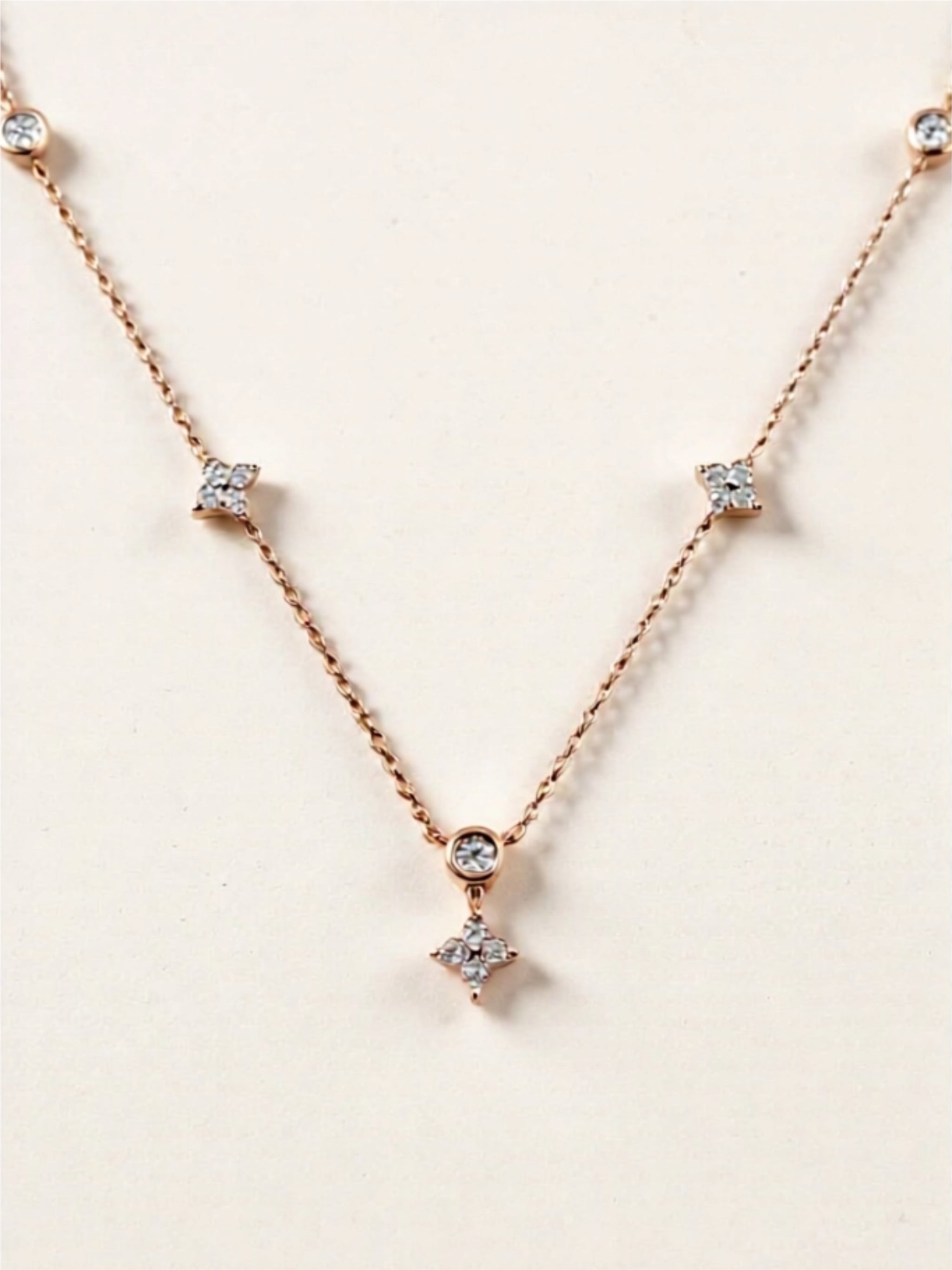 Minimalist Moissanite Station Necklace – Platinum, 18K Gold & Rose Gold-Plated 925 Sterling Silver