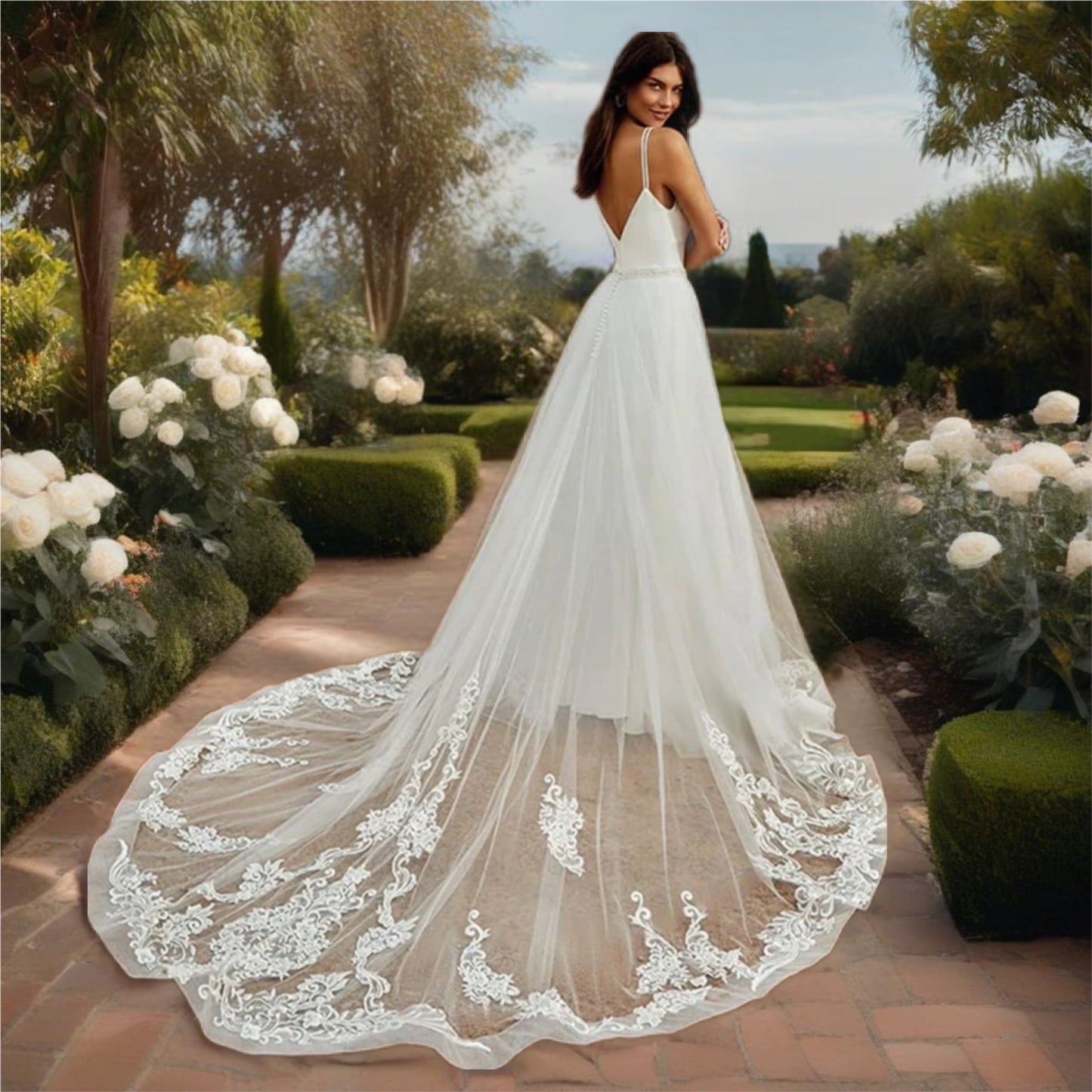 2 In 1 Wedding Jumpsuit With Detachable Skirt