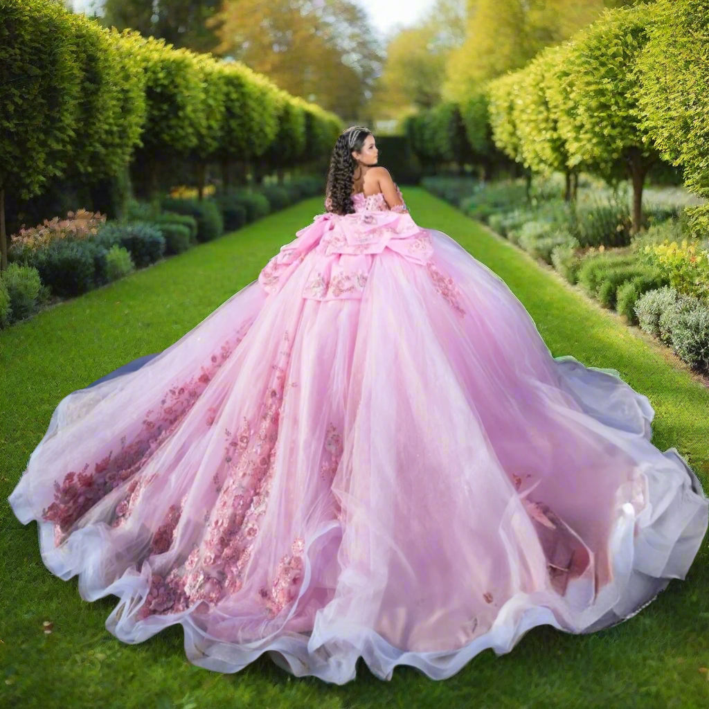 Sparkly Pink Quinceanera Ball Gown