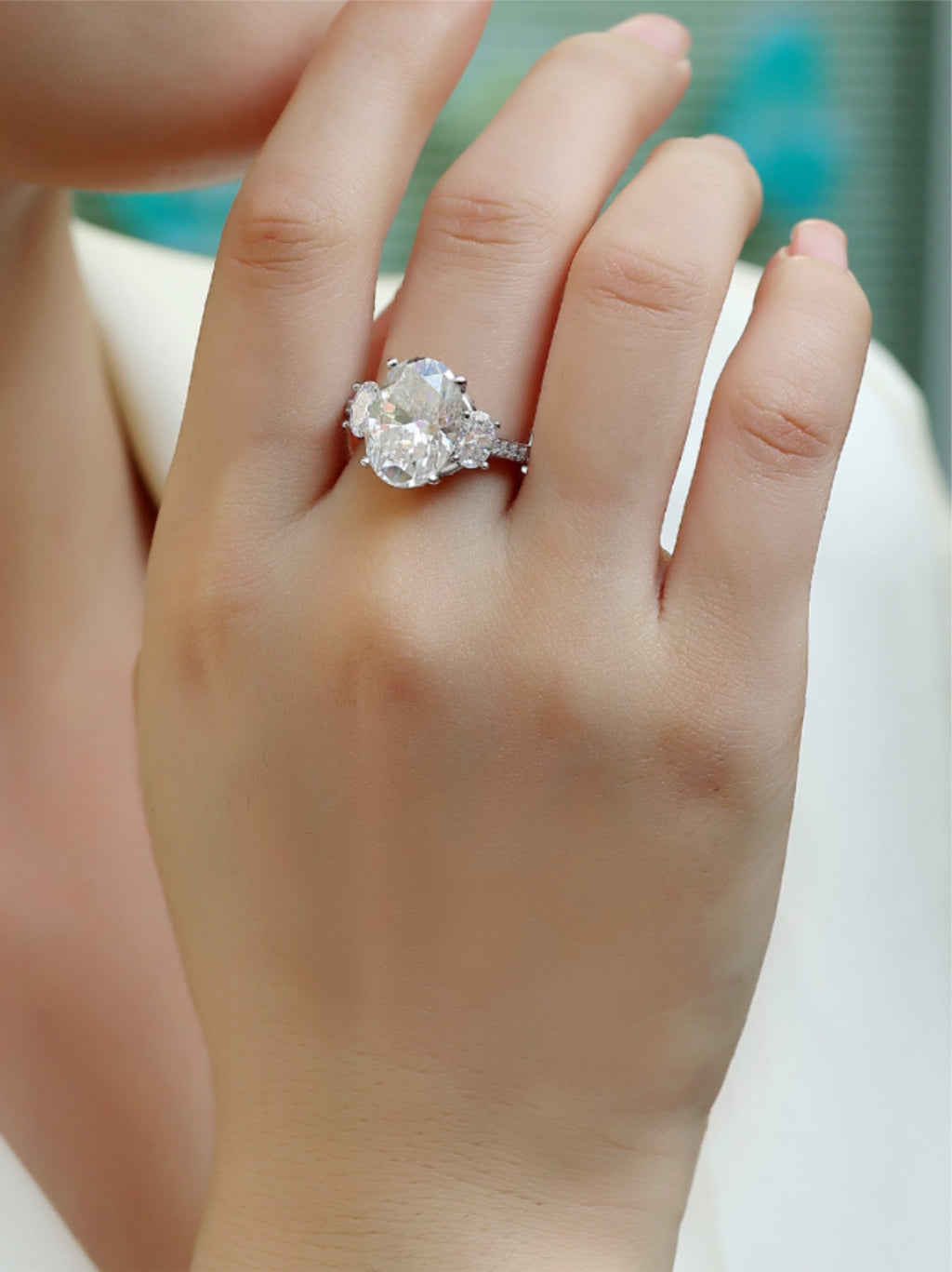 Egg‑Shaped Moissanite Engagement Ring