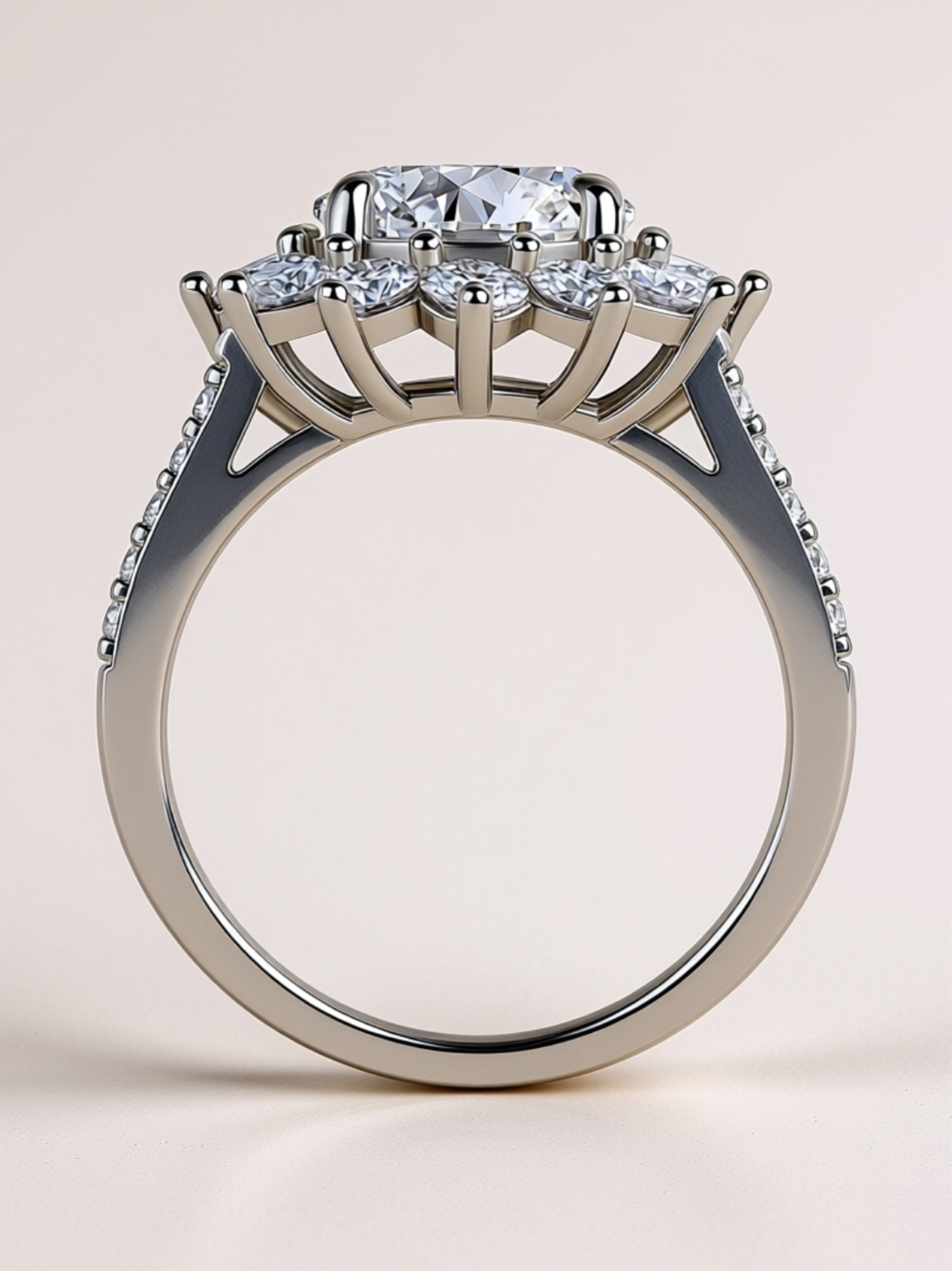 3 Carat Floral Halo Moissanite Engagement Ring