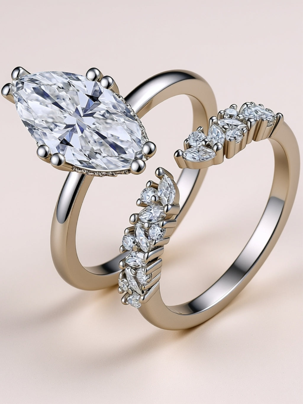 Marquise Moissanite Ring Set