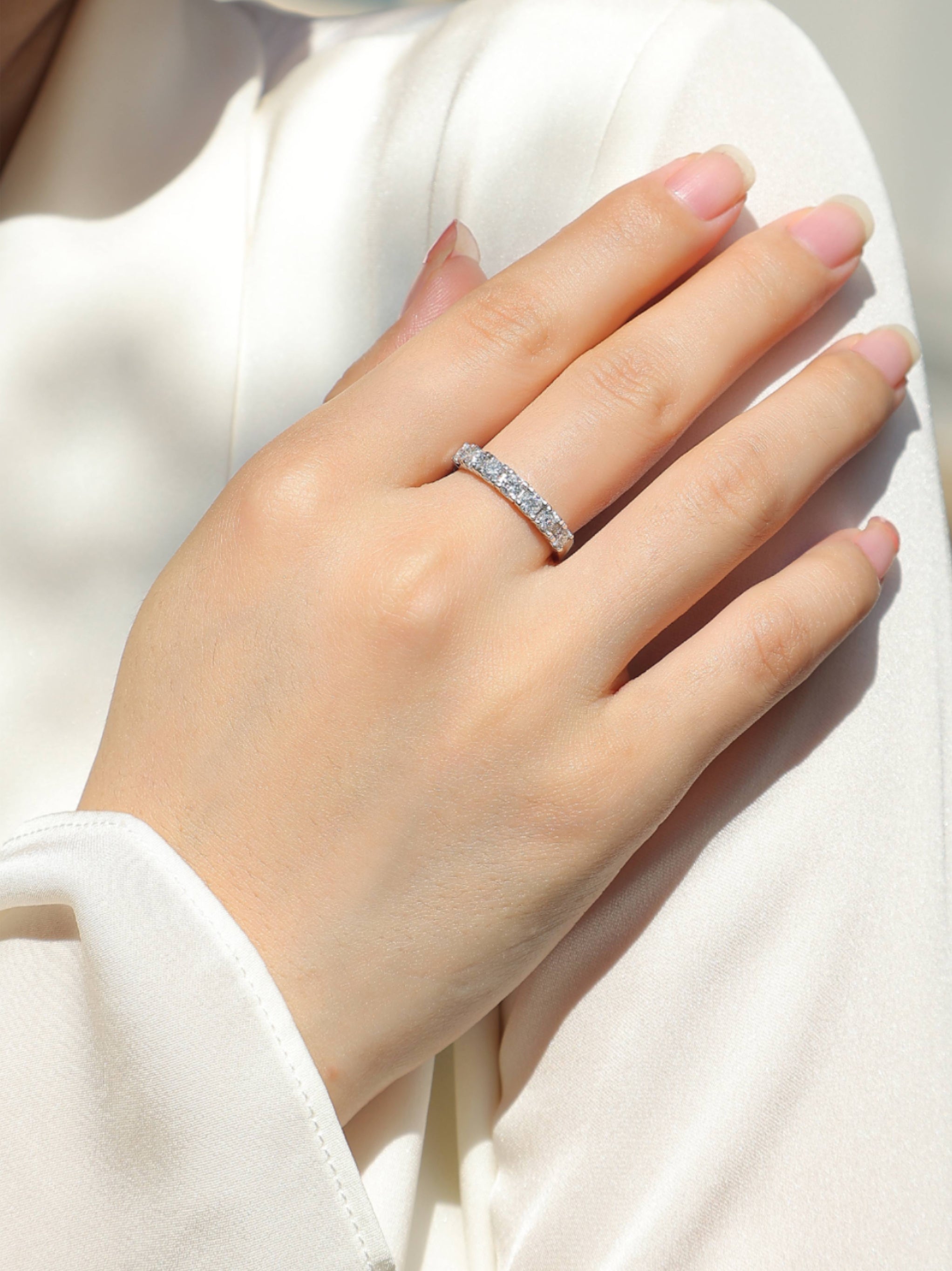 Moissanite Half‑Eternity Band