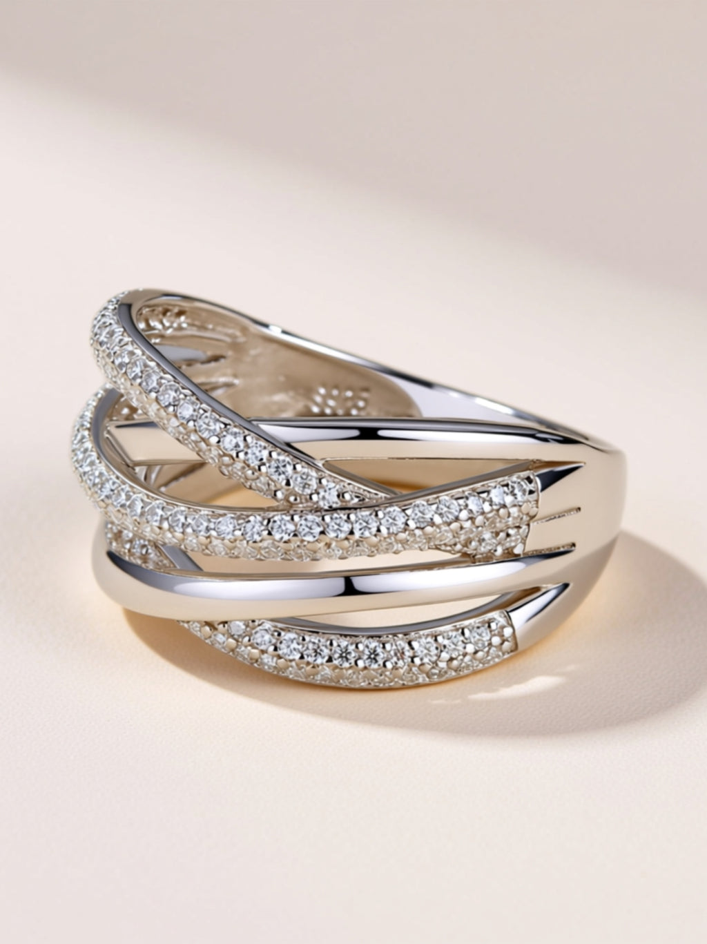 Crisscross Moissanite Band Ring