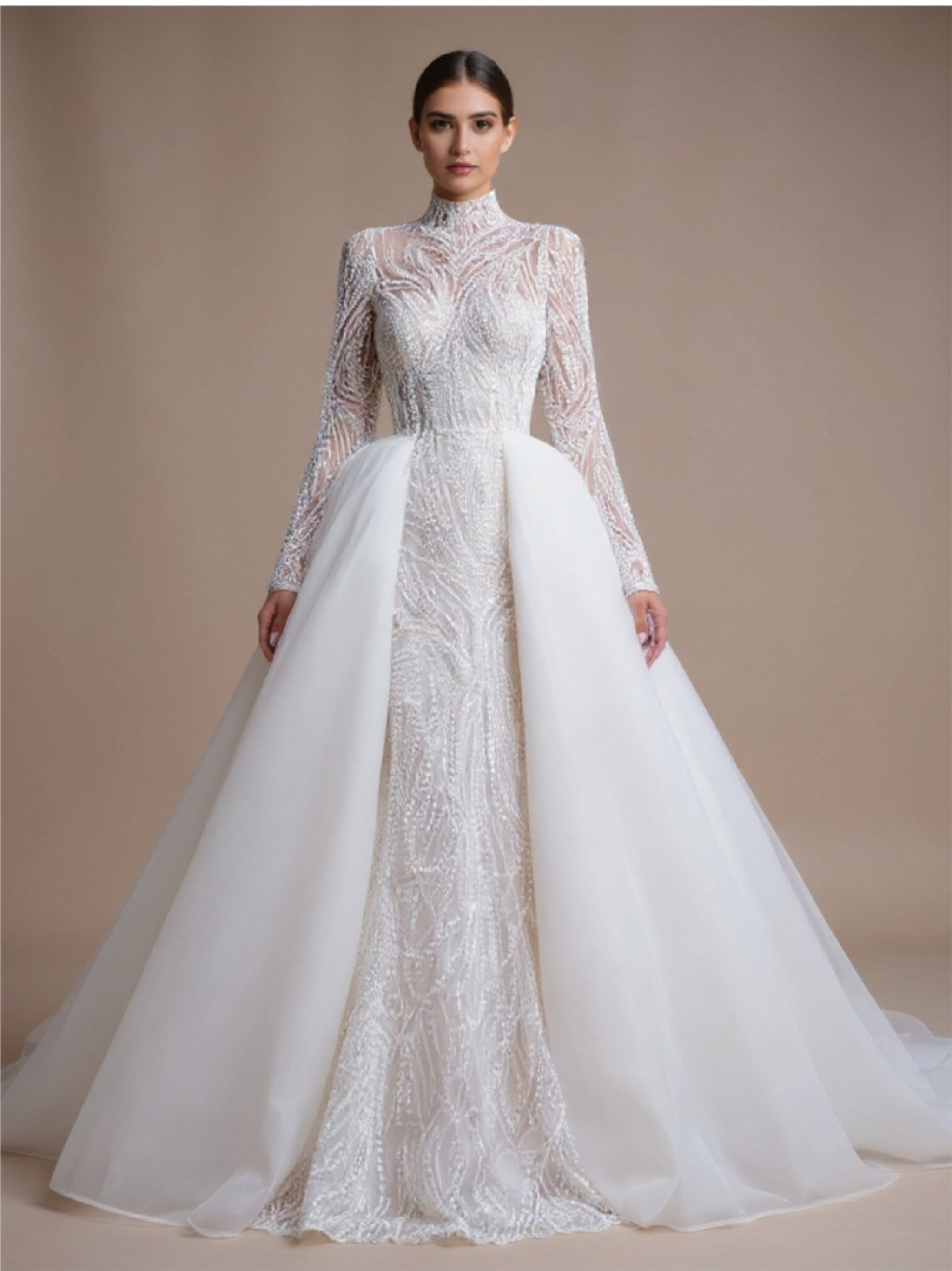 Beaded Long Sleeve Wedding Dress