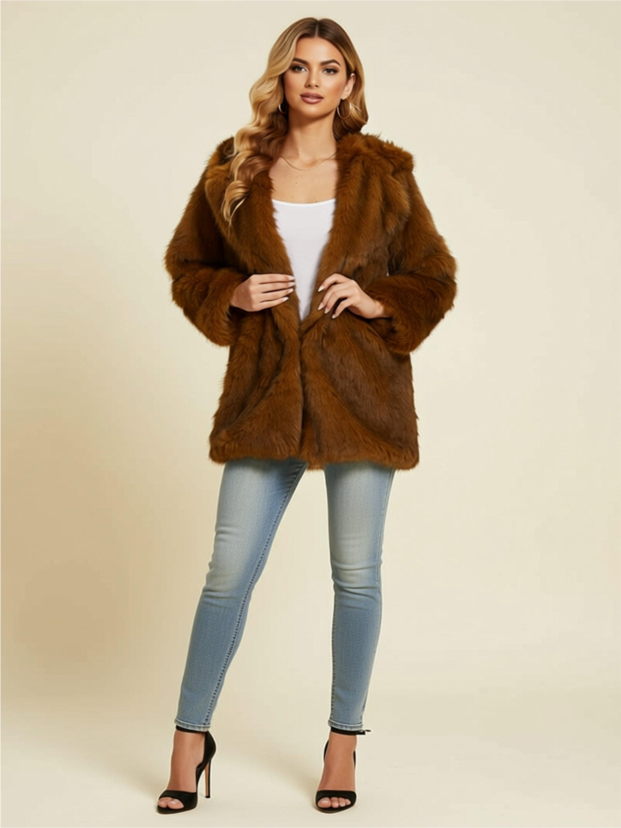 Faux Fur Hooded Coat