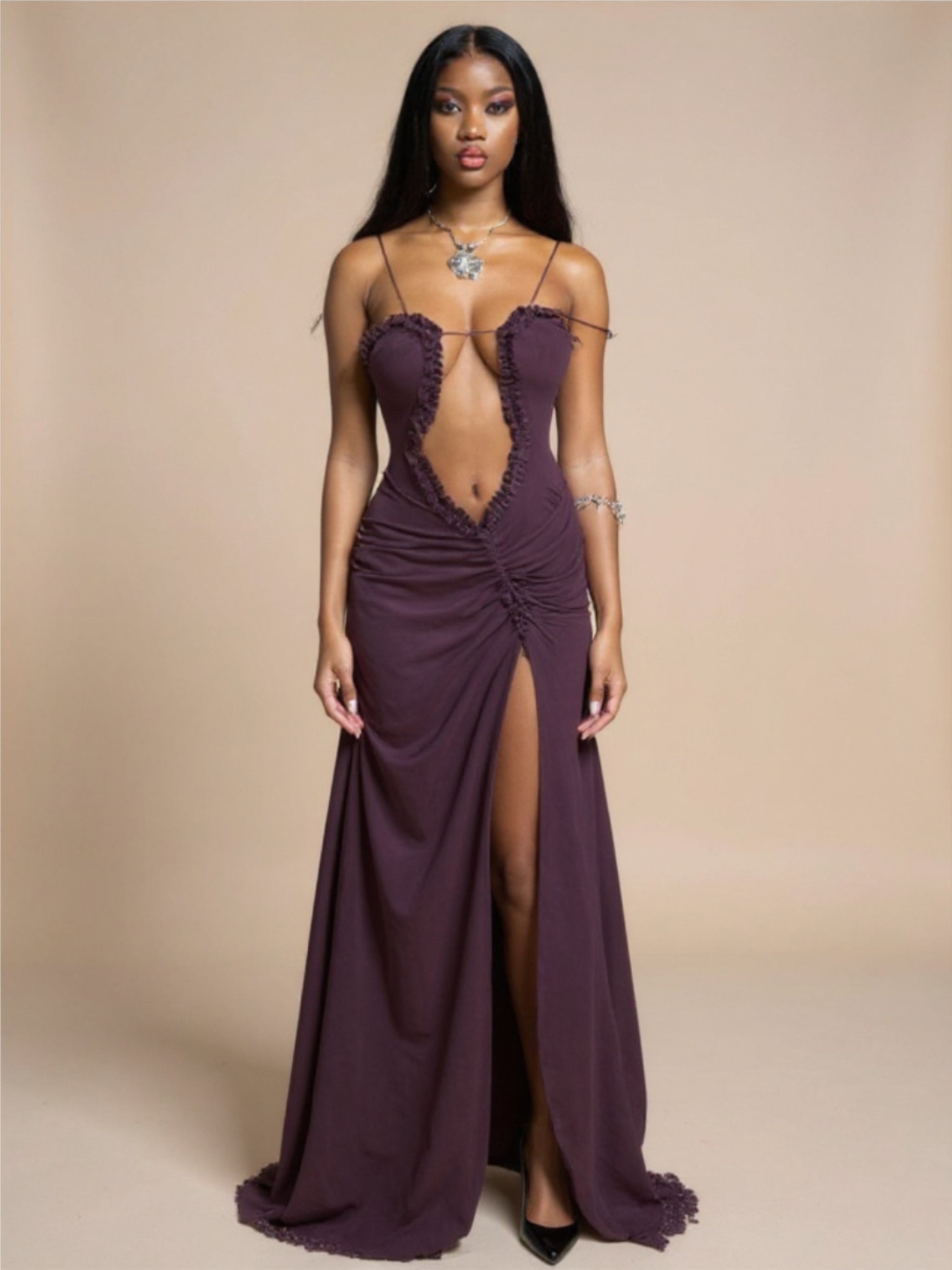 Deep V Strappy  Dress