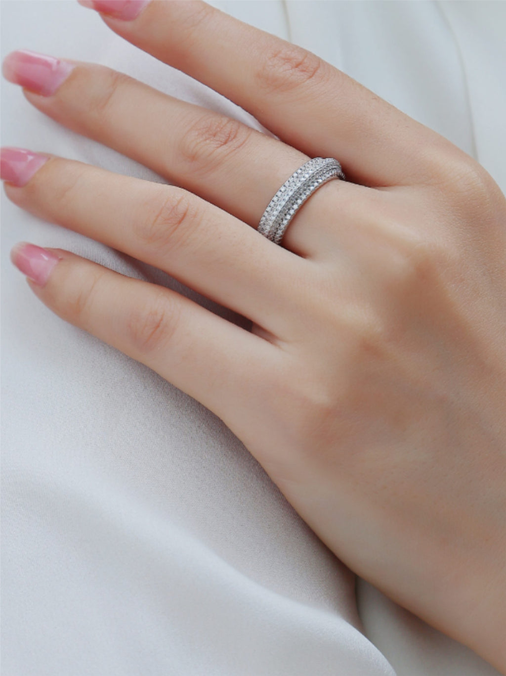 Wide Multi‑Row Moissanite Eternity Band