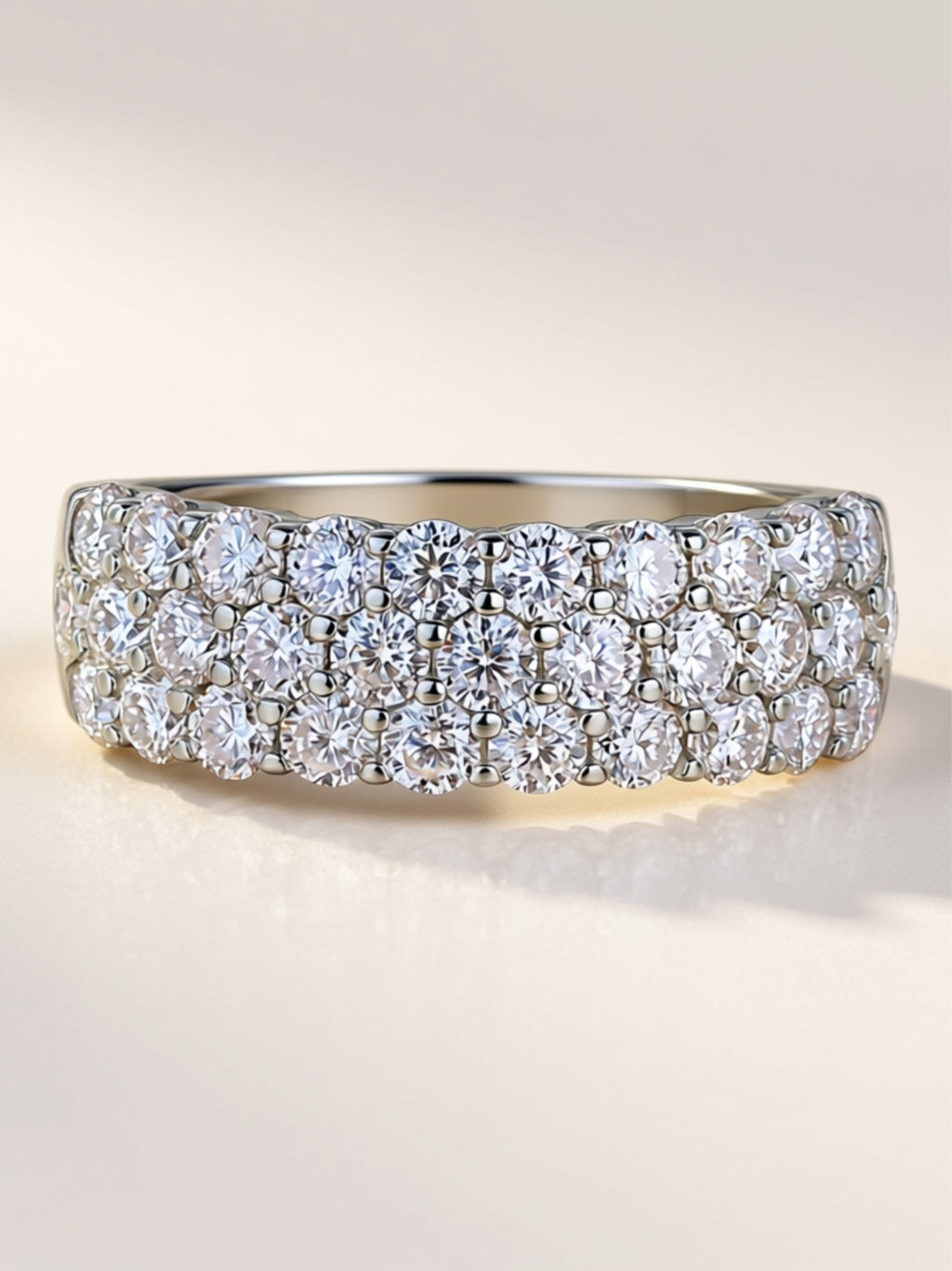Triple Row Micro‑Pavé Moissanite Band Ring