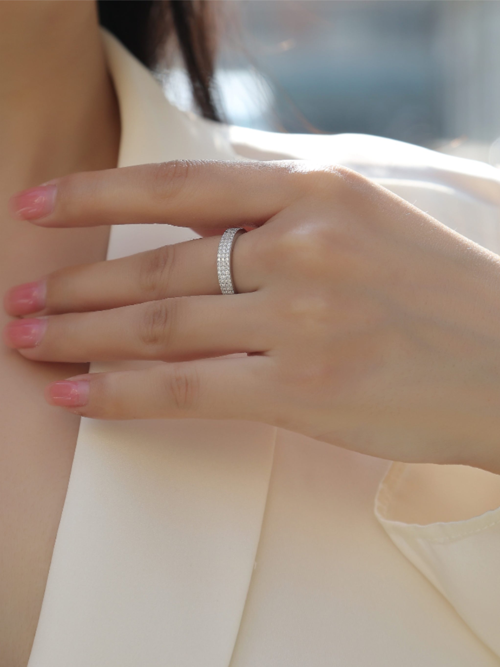 Triple‑Row Pavé Moissanite Band