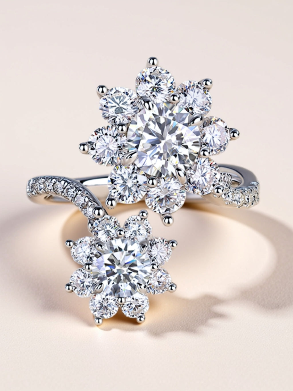 1 Carat Moissanite Floral Bypass Ring