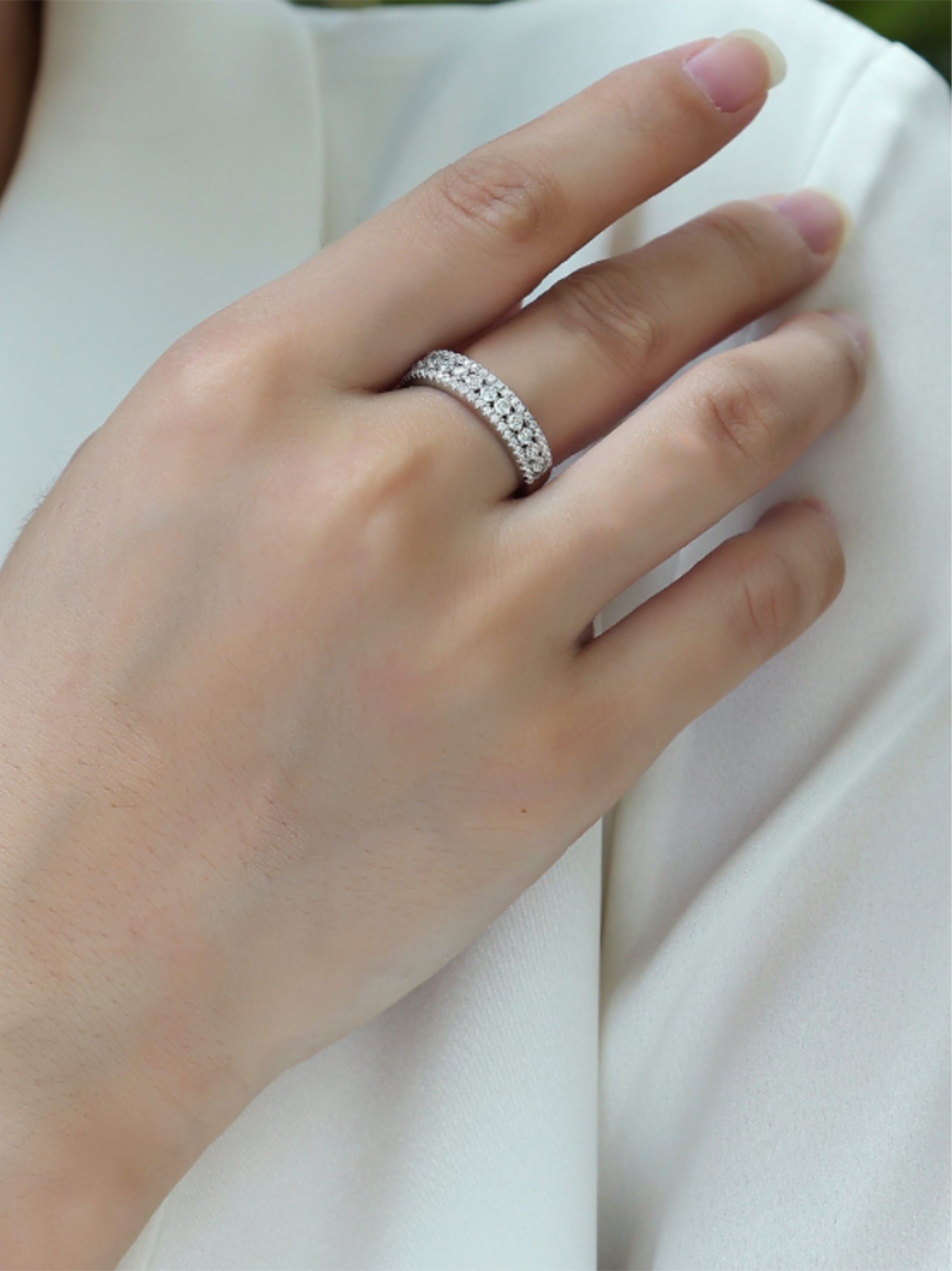 Triple‑Row Moissanite Pavé Band