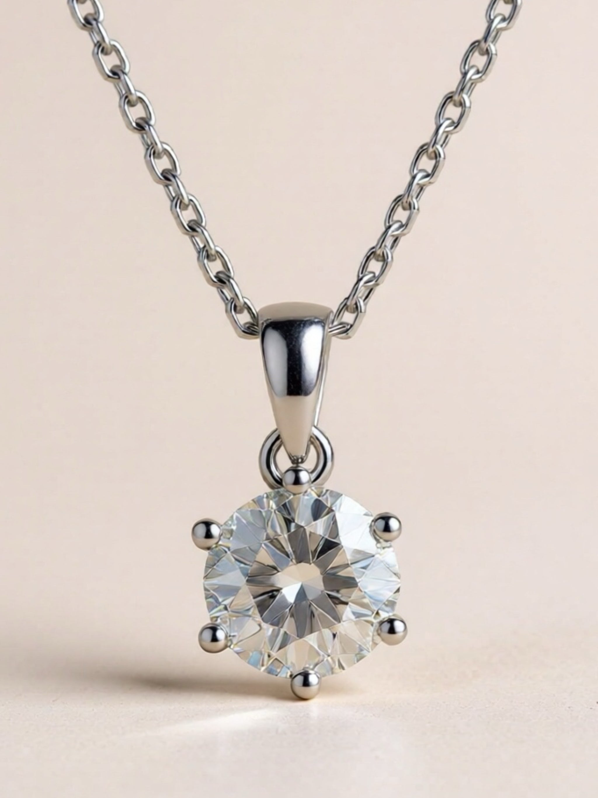 1 Carat Moissanite 925 Sterling Silver Necklace