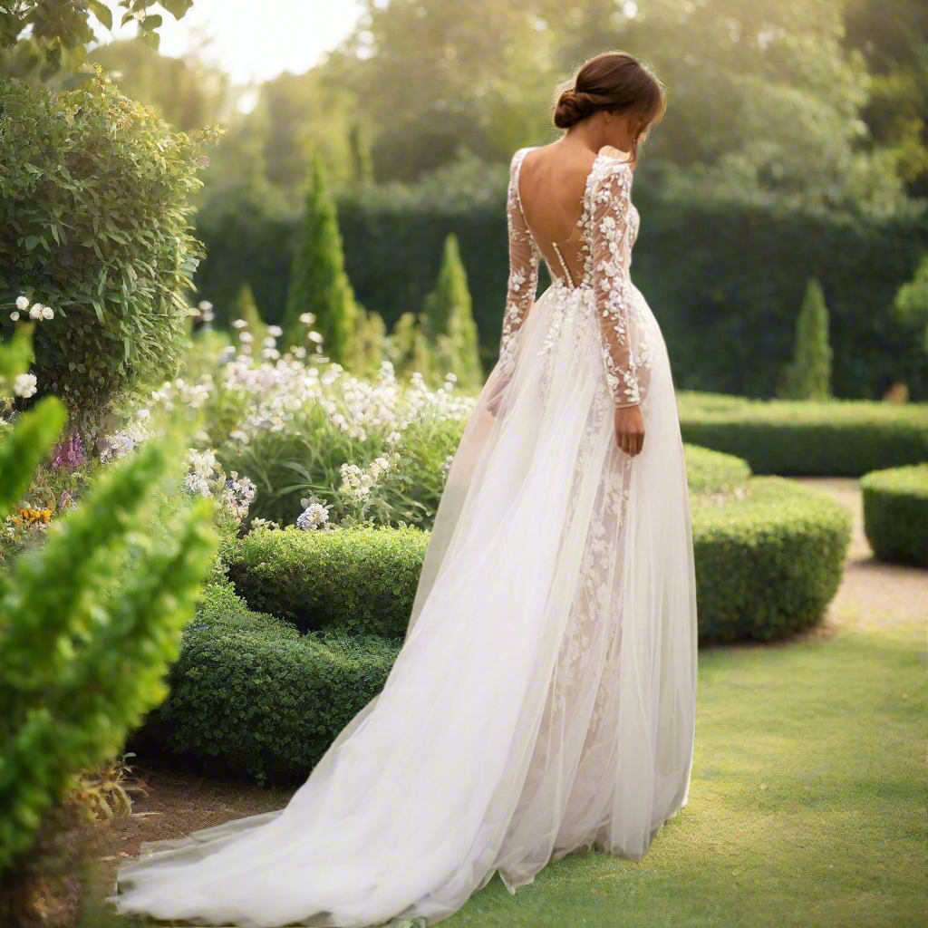 Deep V-neck Backless Wedding Dress