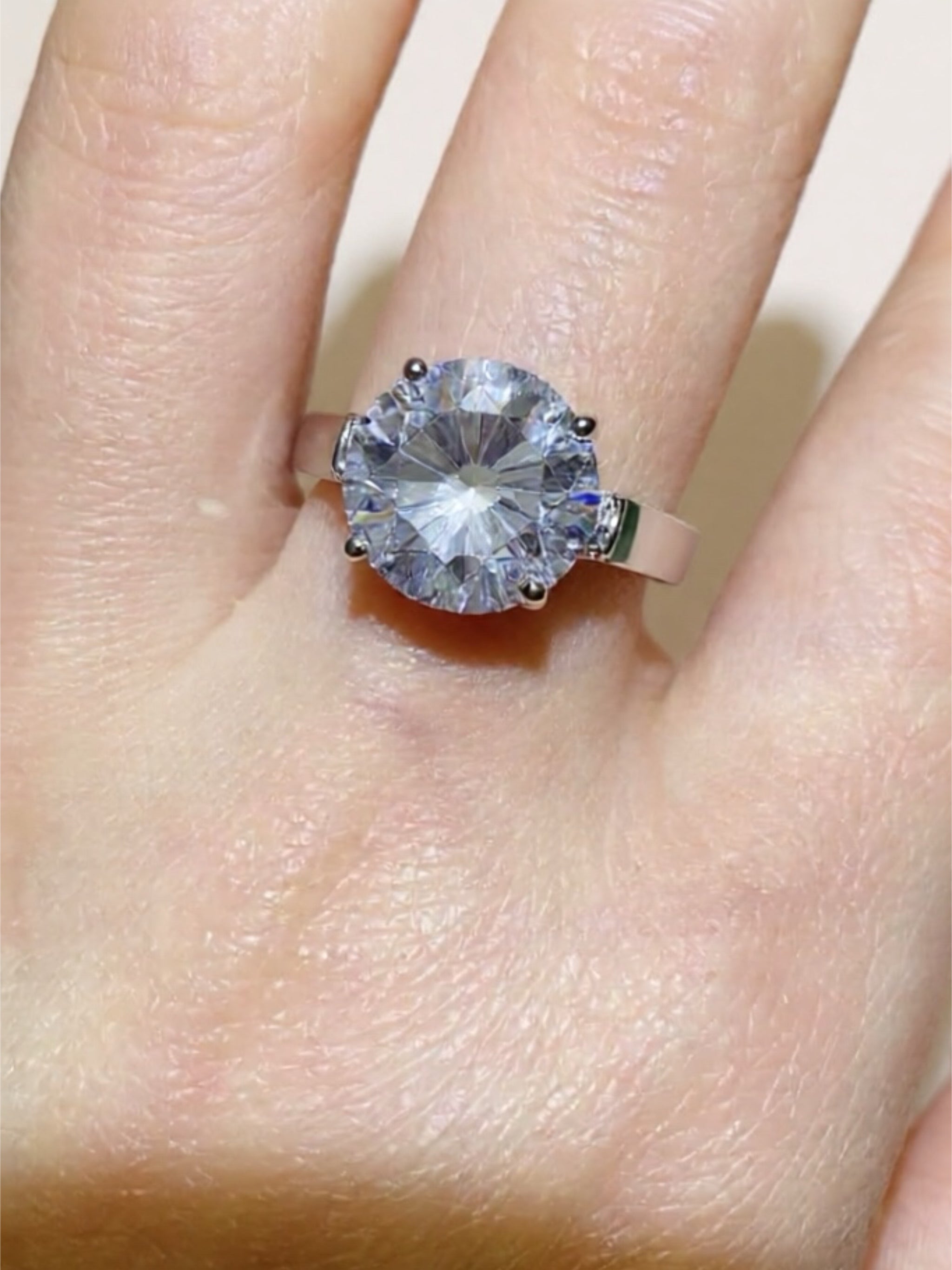 5 Carat Moissanite Platinum-Plated Ring
