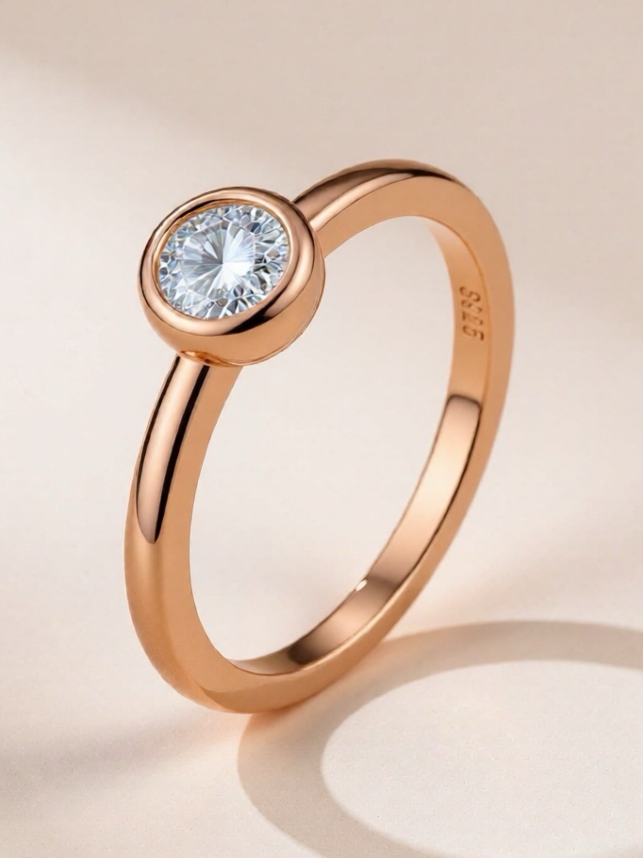 Moissanite Rose Gold Vermeil Solitaire Ring