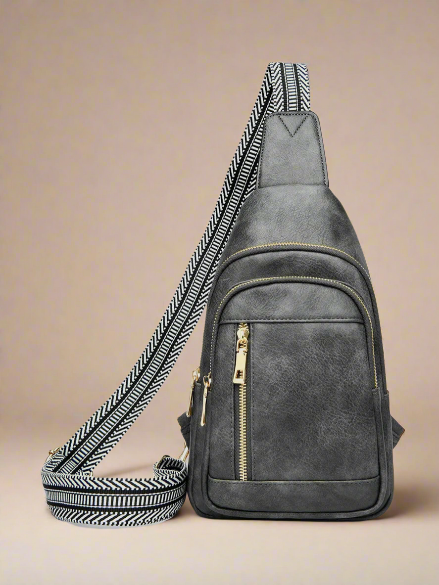 Vegan Leather Adjustable Strap Crossbody Bag