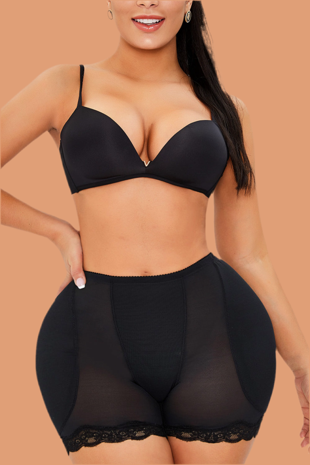 Scalloped Lace Trim Pull-On Shapewear Shorts