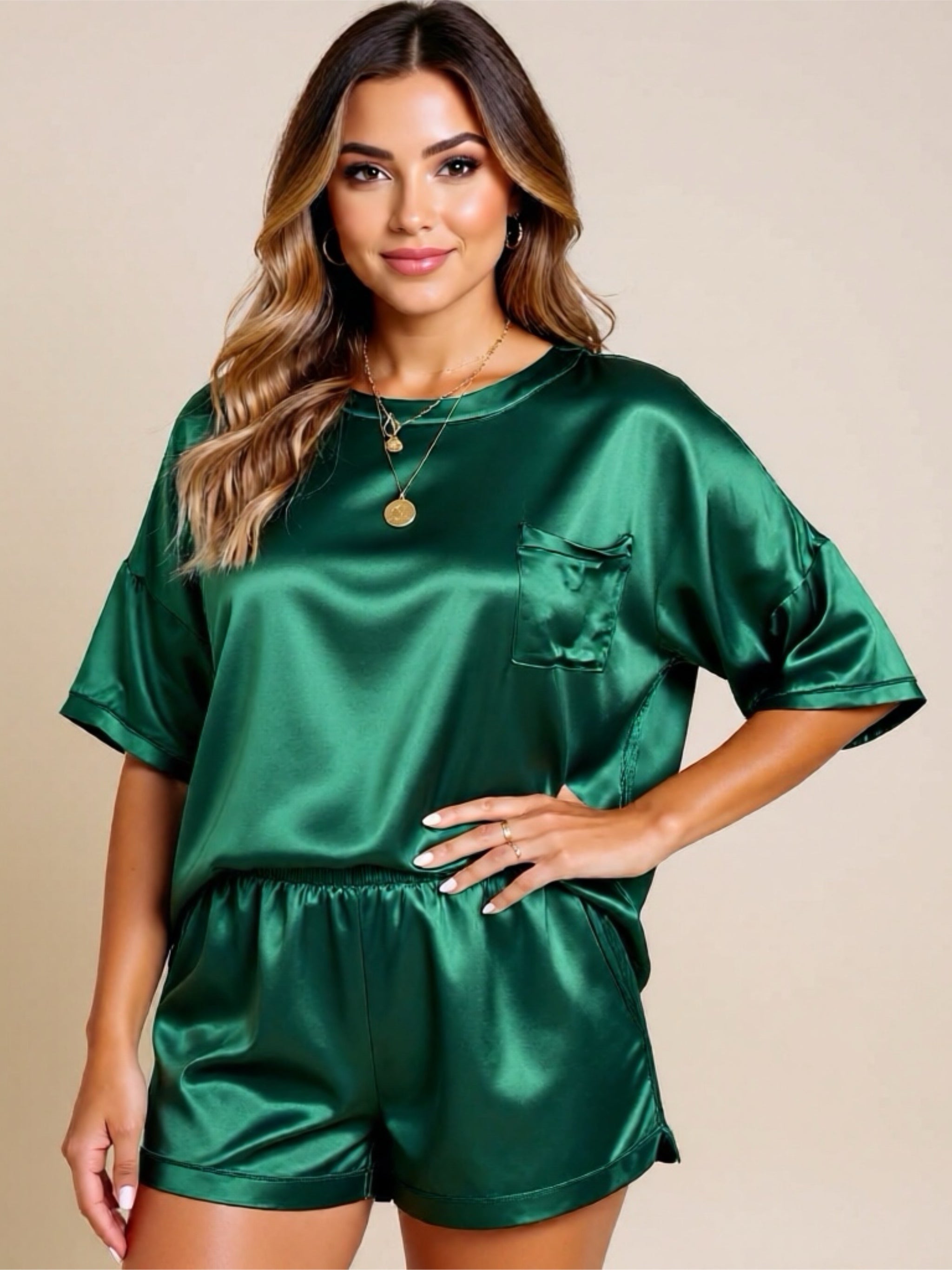 Top & Short Satin Pajama Set