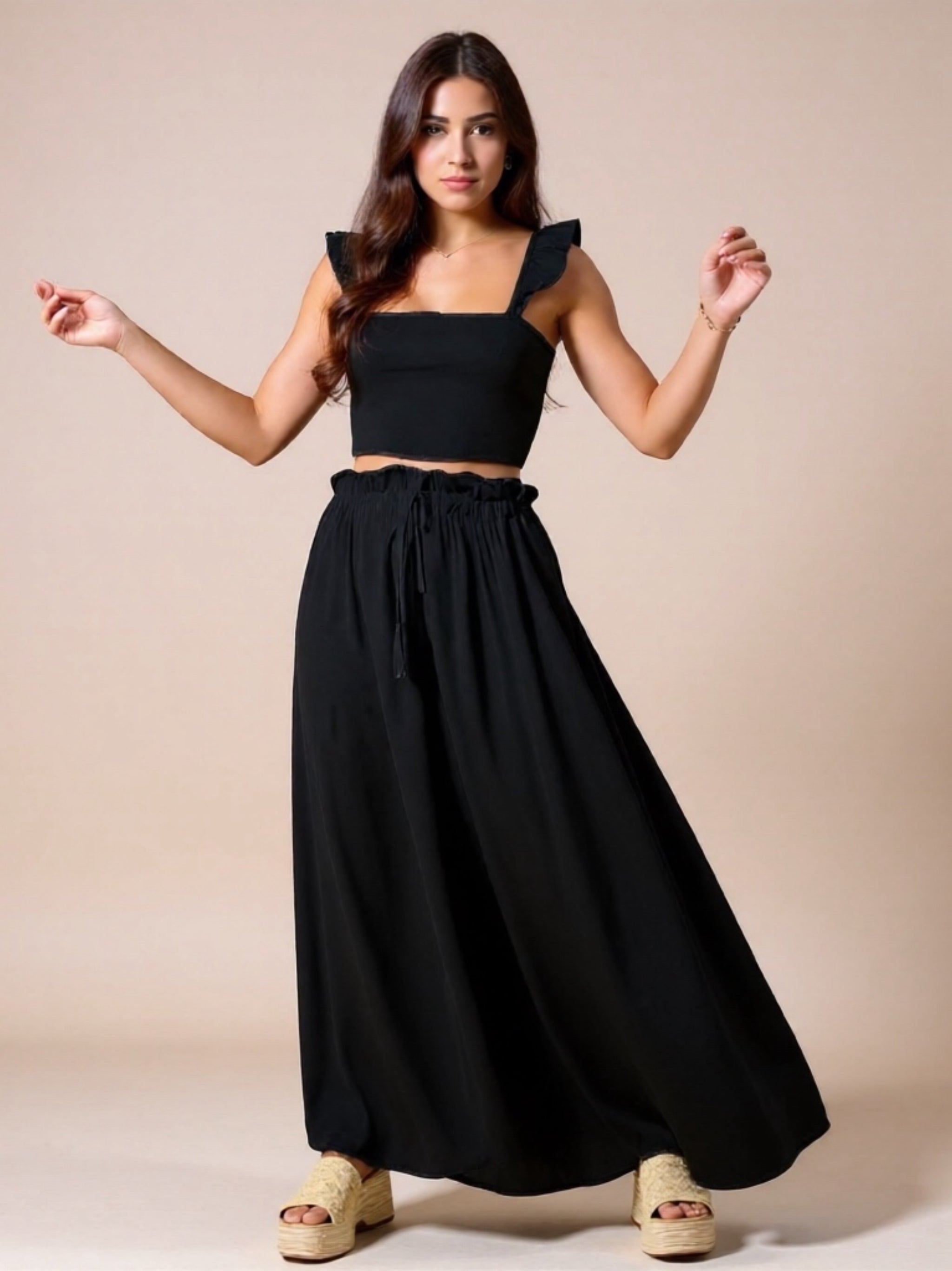 Smocked Top &  Flowy Maxi Skirt Set