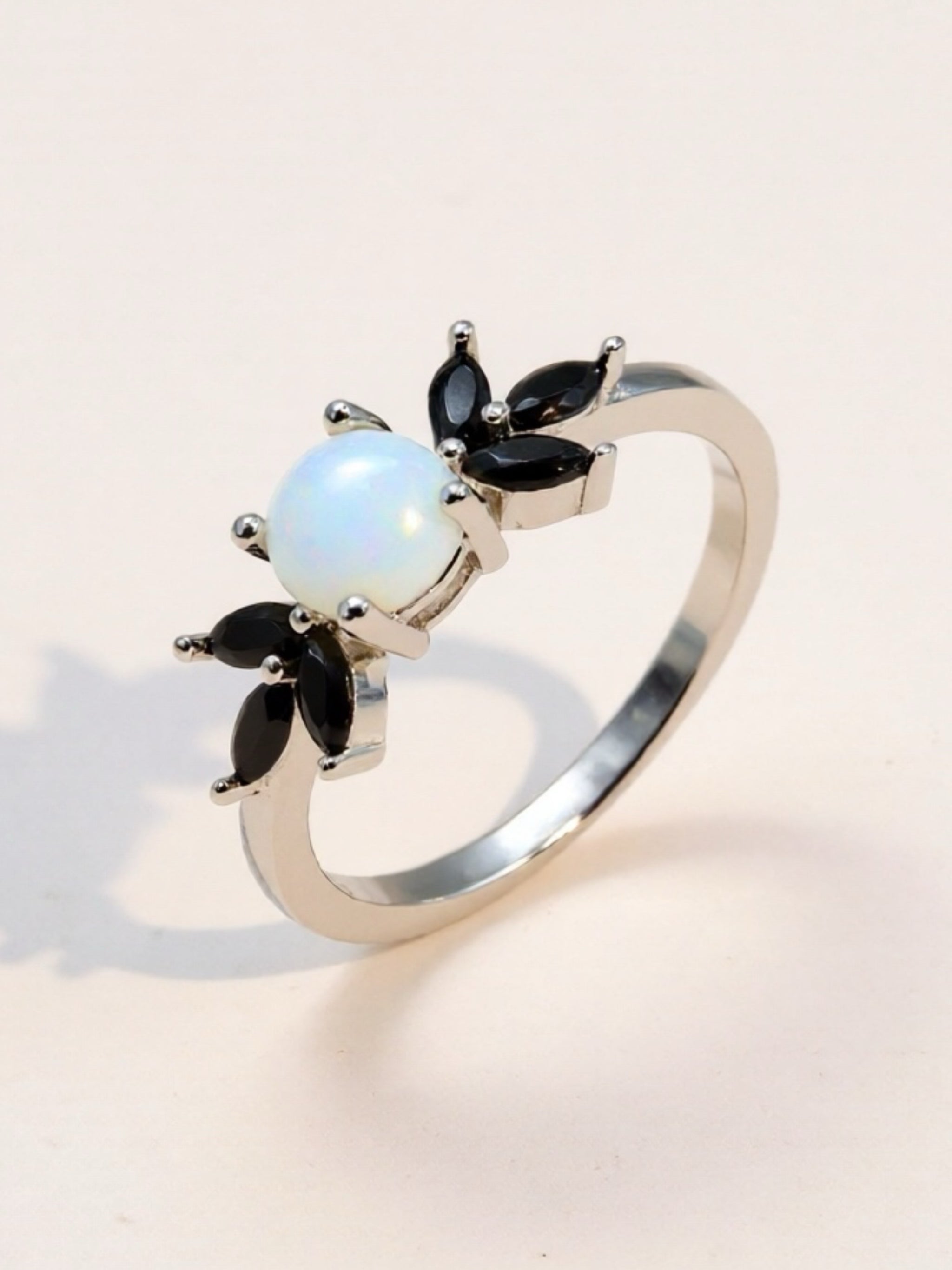Opal & CZ Contrast Ring