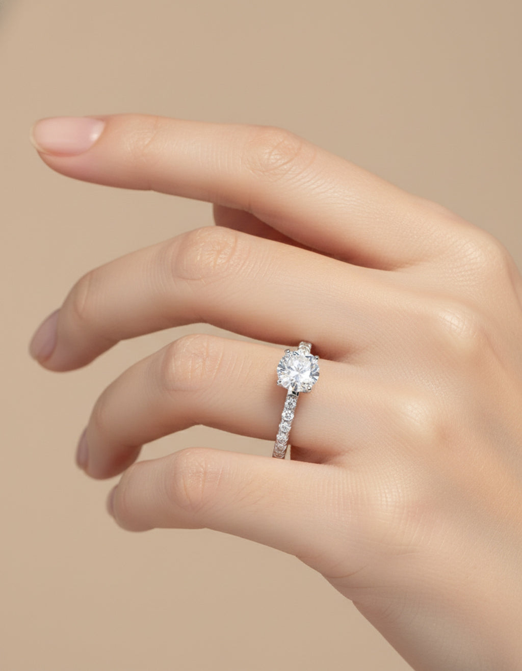 Moissanite 925 Sterling Silver Side Stone Ring