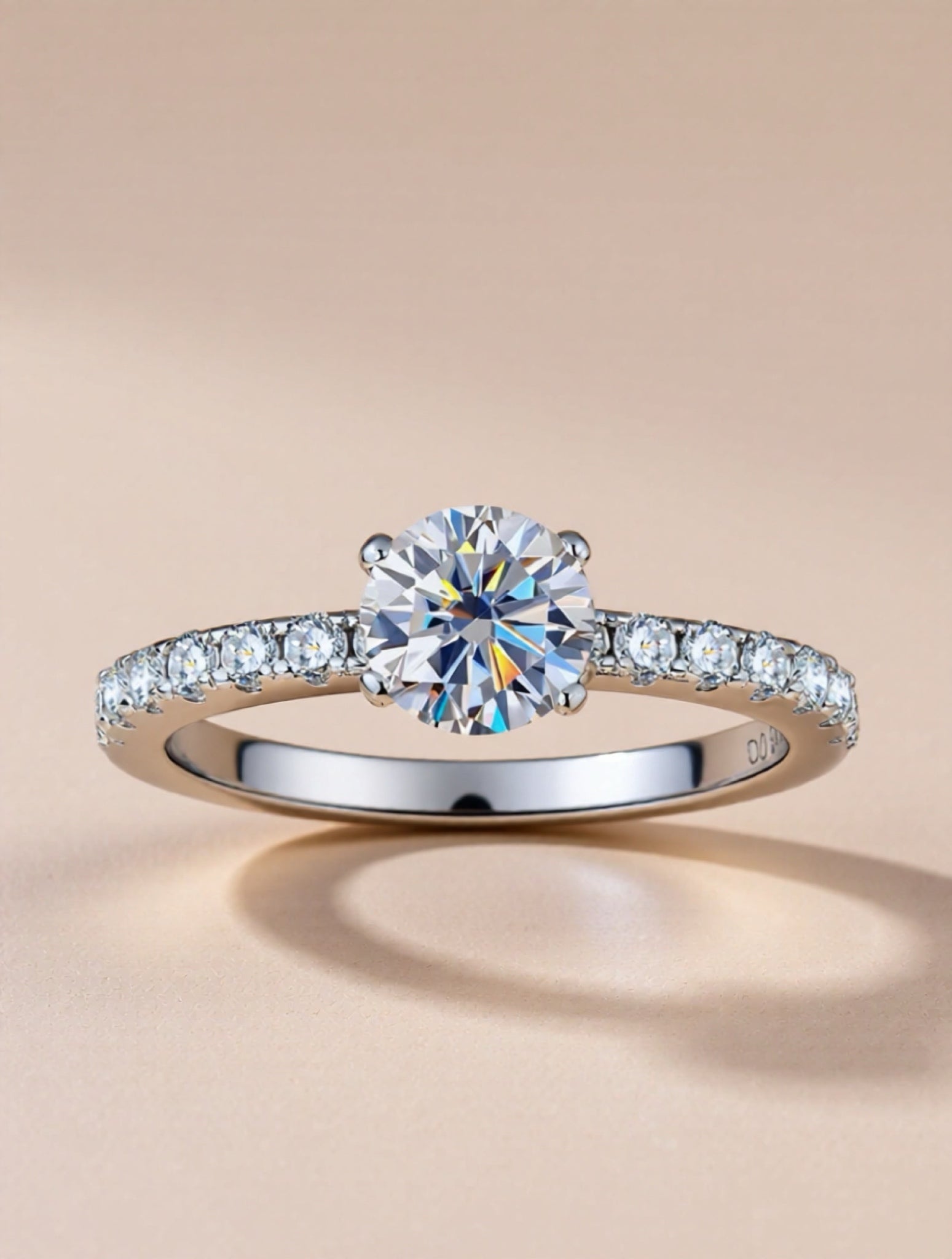 Moissanite 925 Sterling Silver Side Stone Ring