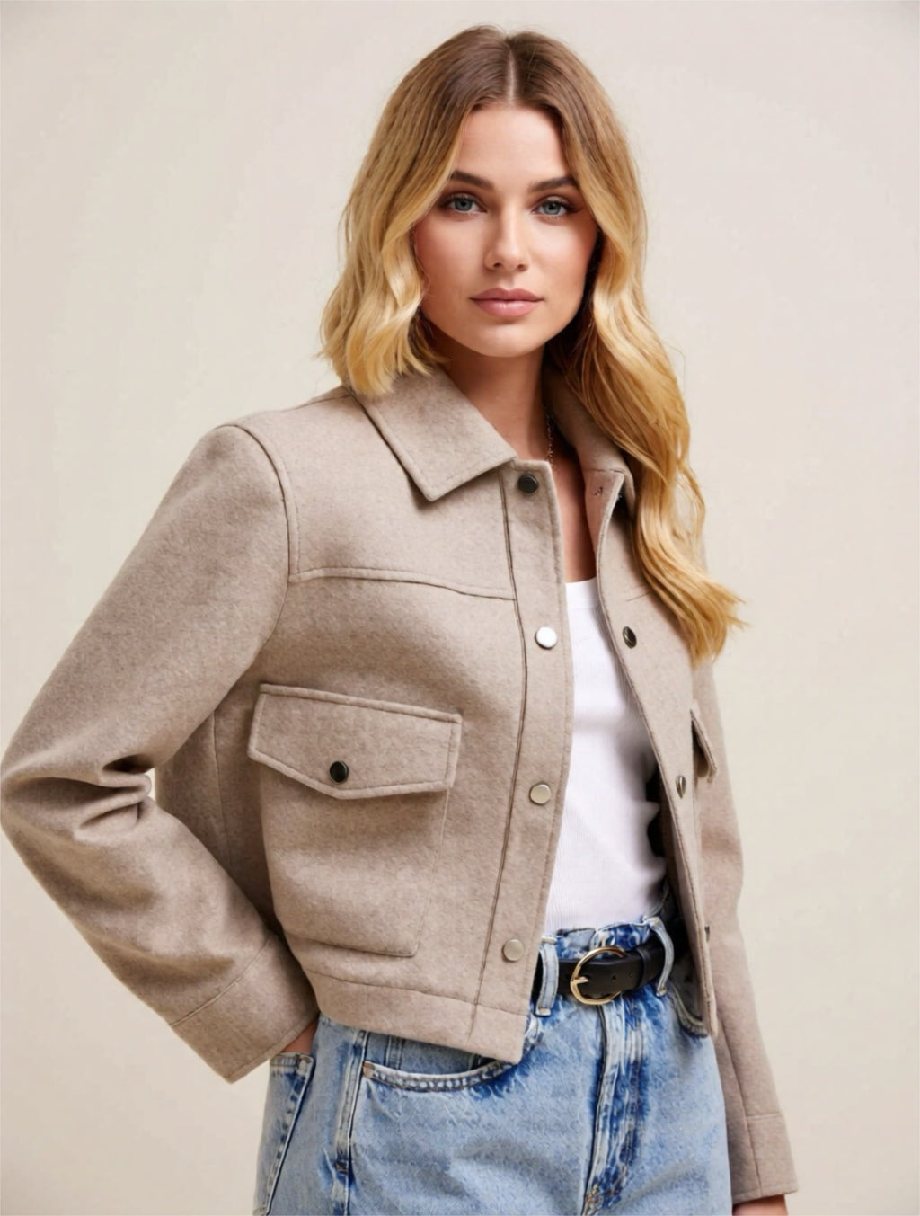 Snap Down Long Sleeve Jacket