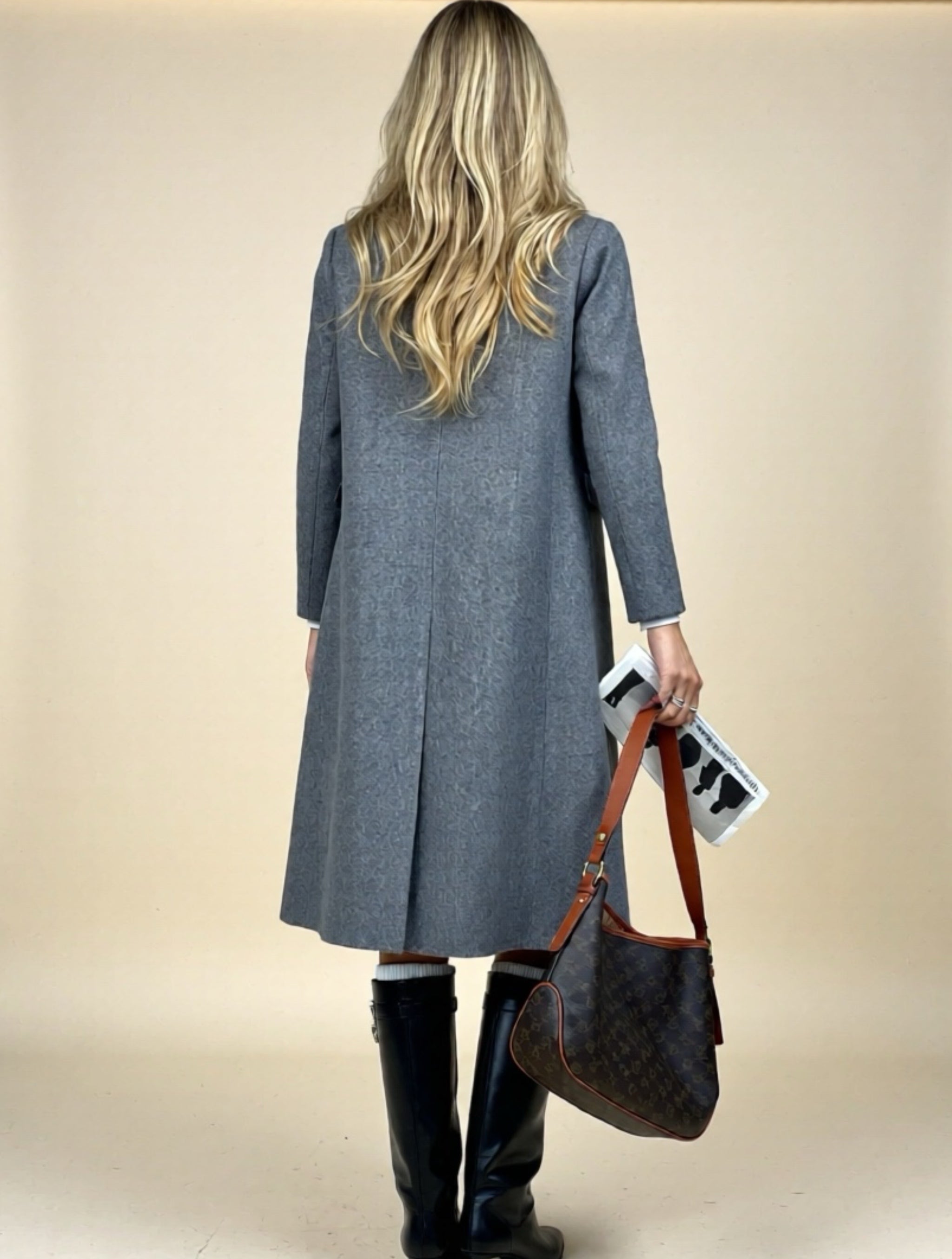 Double-Breasted Wool Blend Overcoat