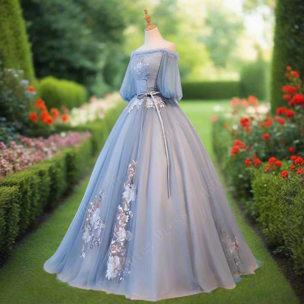 Off The Shoulder Blue Quinceanera Dress