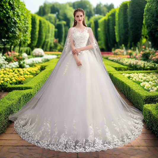 Wedding Dress With Long Cape