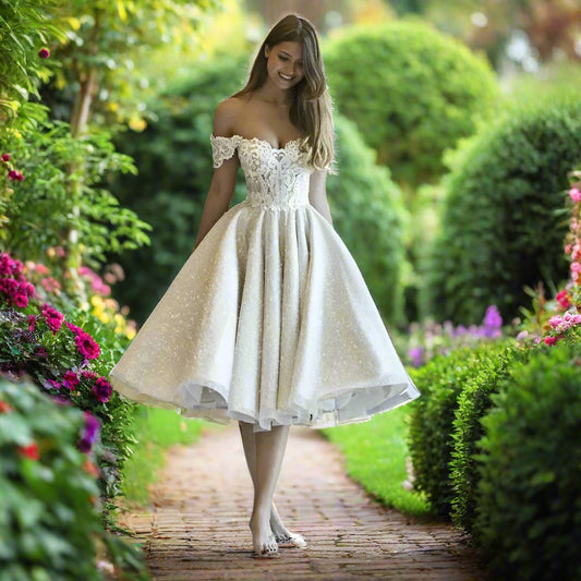 Short Glitter Wedding Dress