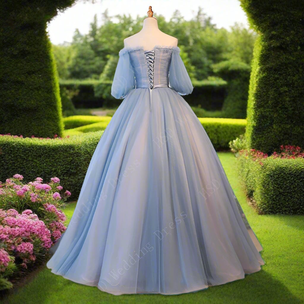 Off The Shoulder Blue Quinceanera Dress
