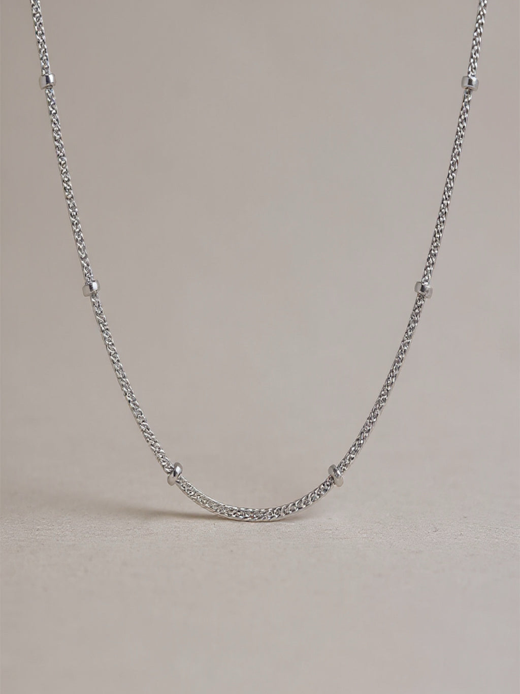 .925 Sterling Silver Simple Satellite Chain Necklace