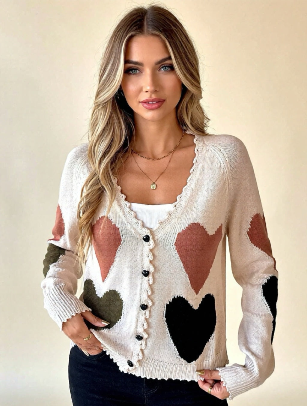 Heart Button-Up Cardigan