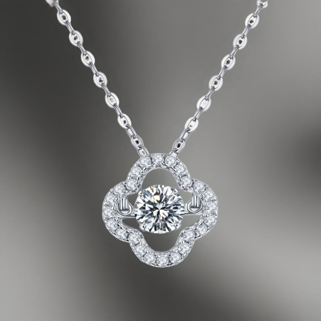 Moissanite Four Leaf Clover Pendant Necklace