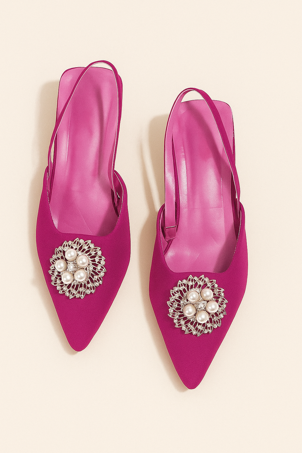 Pearl Detail Point Toe Pumps