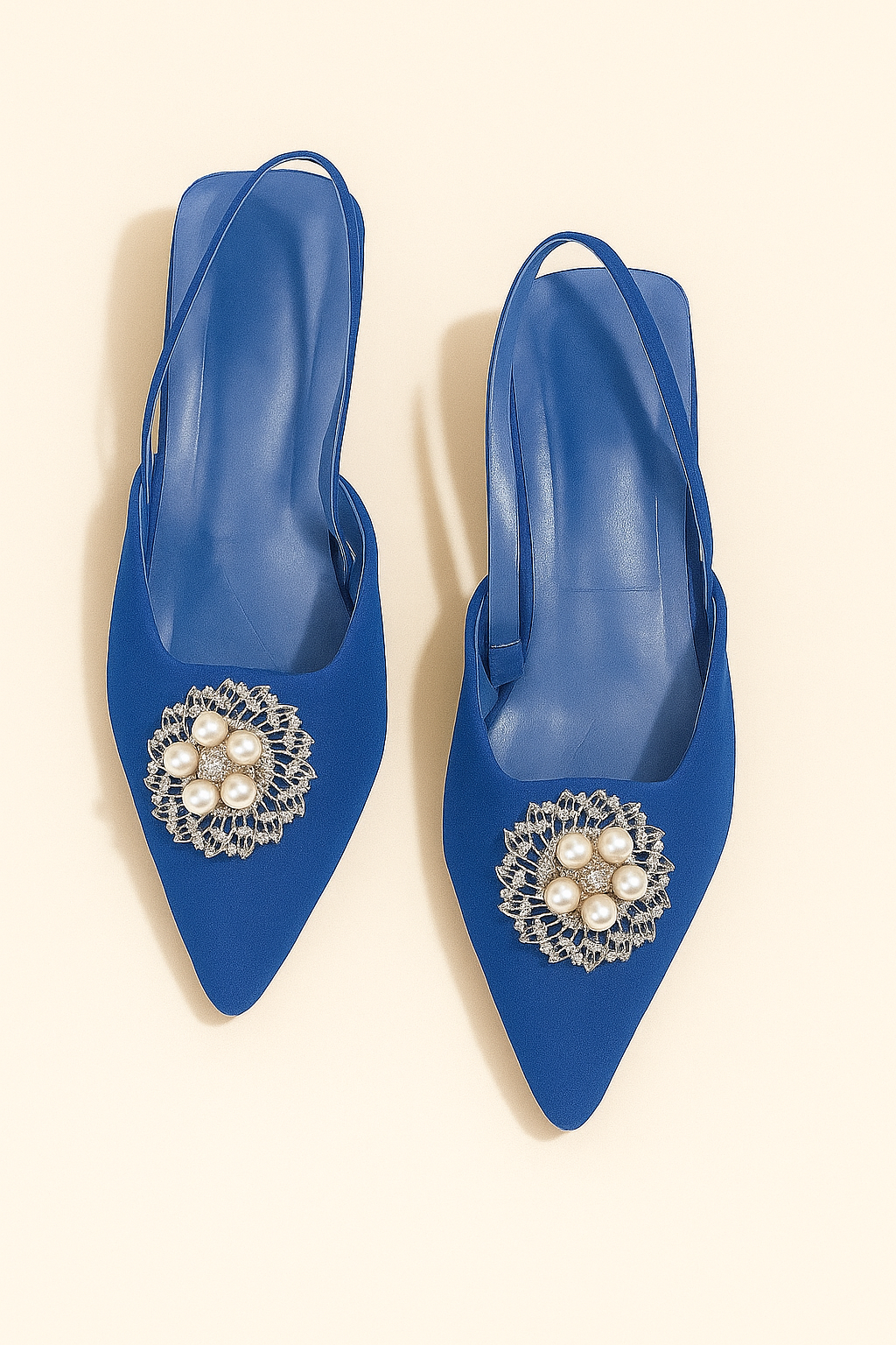 Pearl Detail Point Toe Pumps