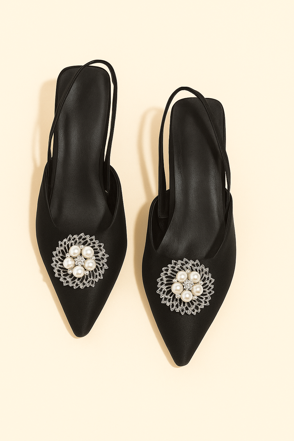 Pearl Detail Point Toe Pumps