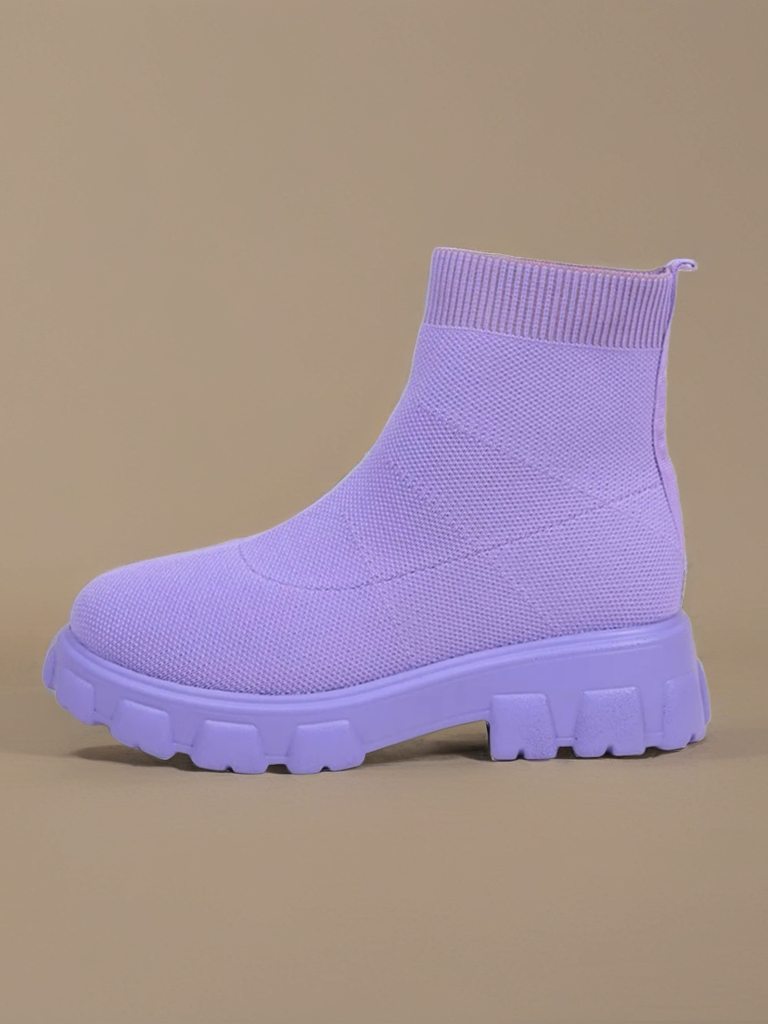 Mesh Round Toe Platform Boots