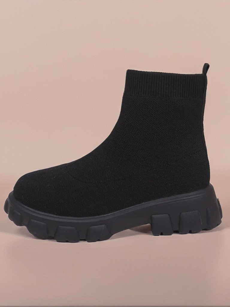 Mesh Round Toe Platform Boots