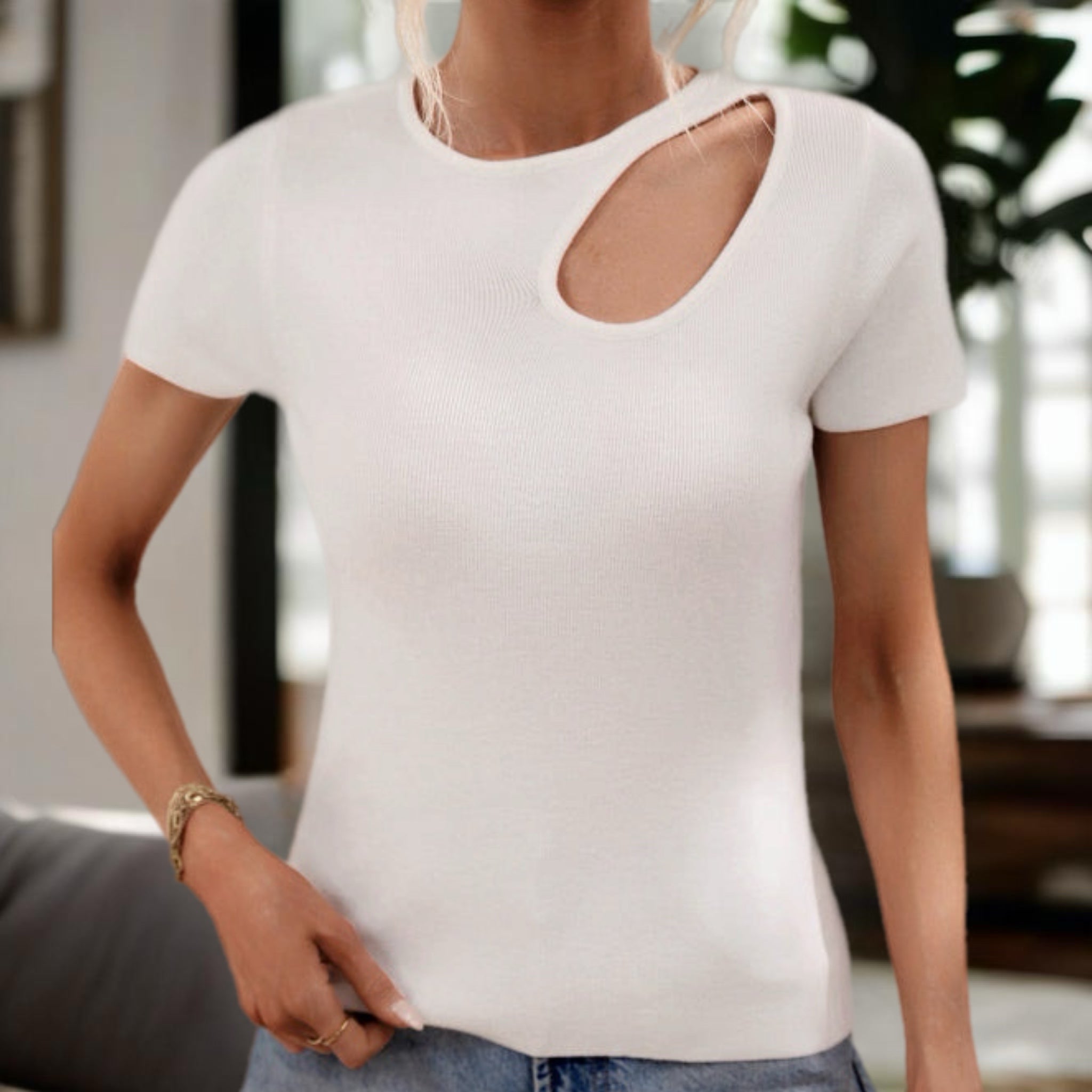 Short Sleeve Cutout Top