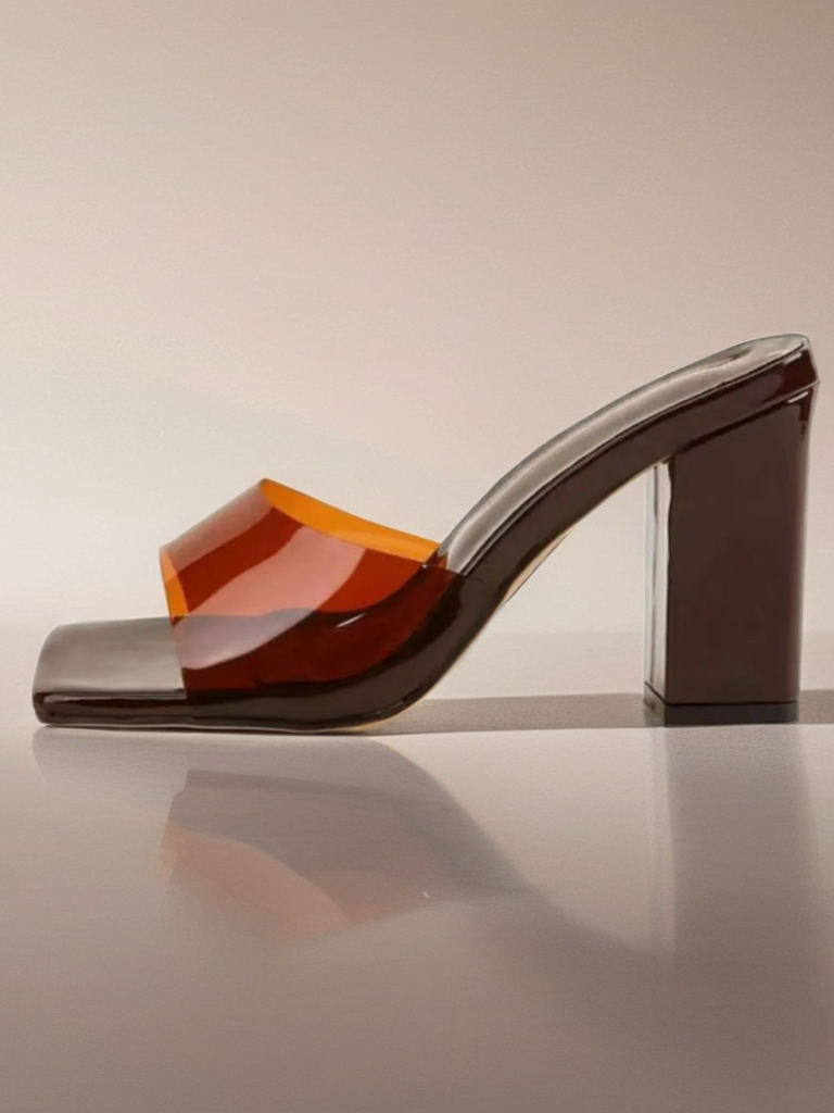 Square Toe Block Heeled Sandals