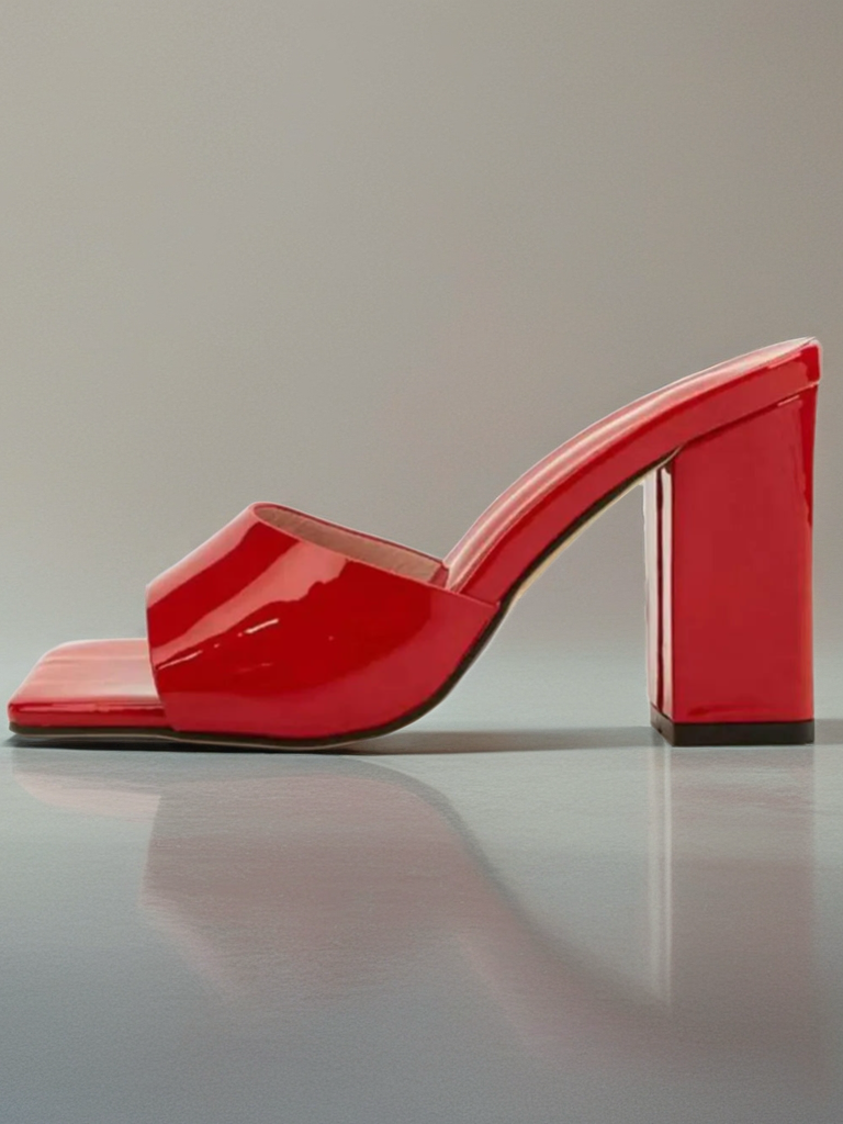 Square Toe Block Heeled Sandals