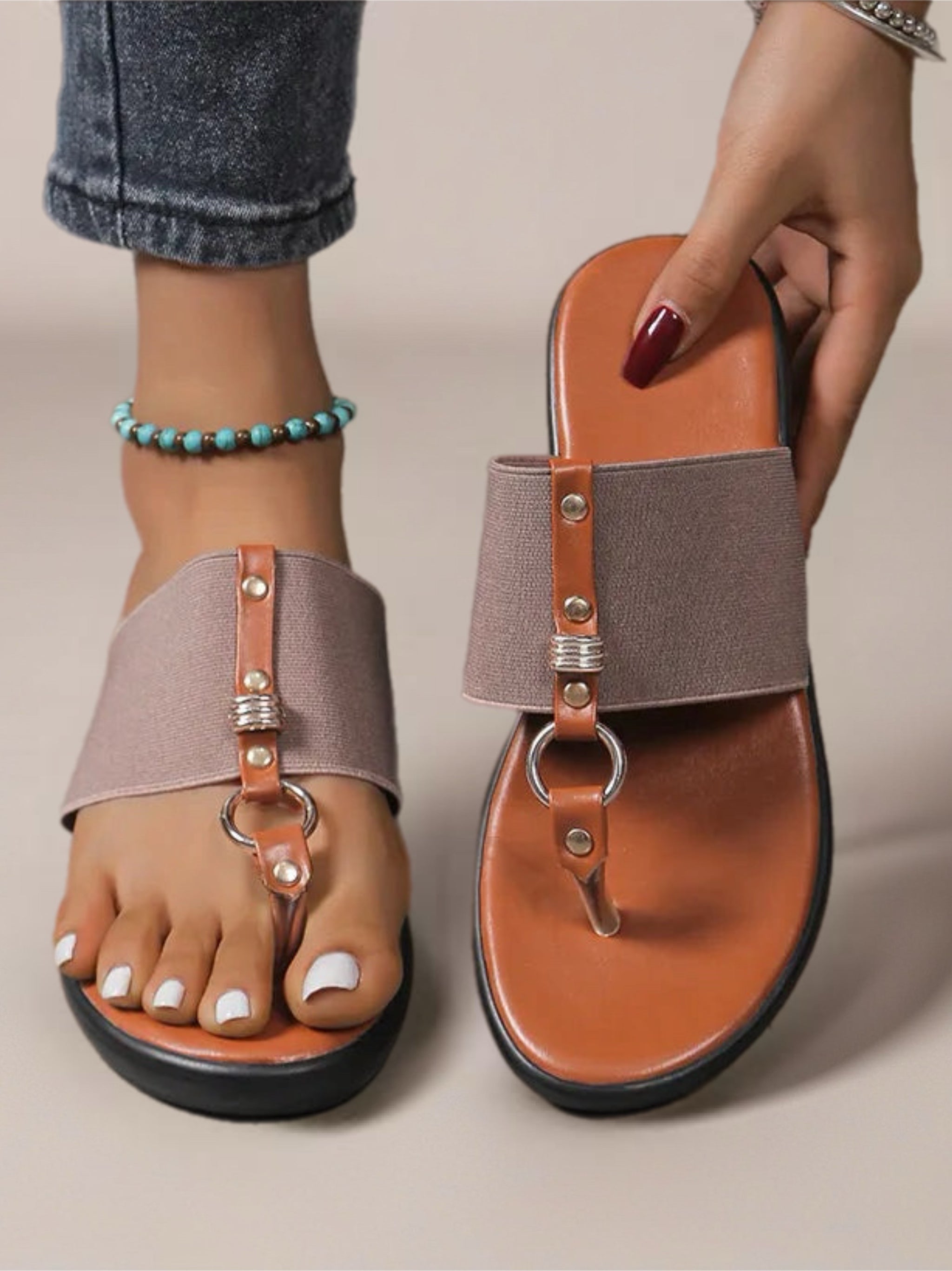 Toe Post Wedge Sandals