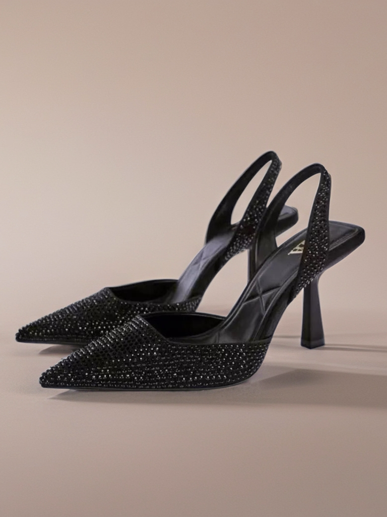 Rhinestone Slingback High Heel Pumps